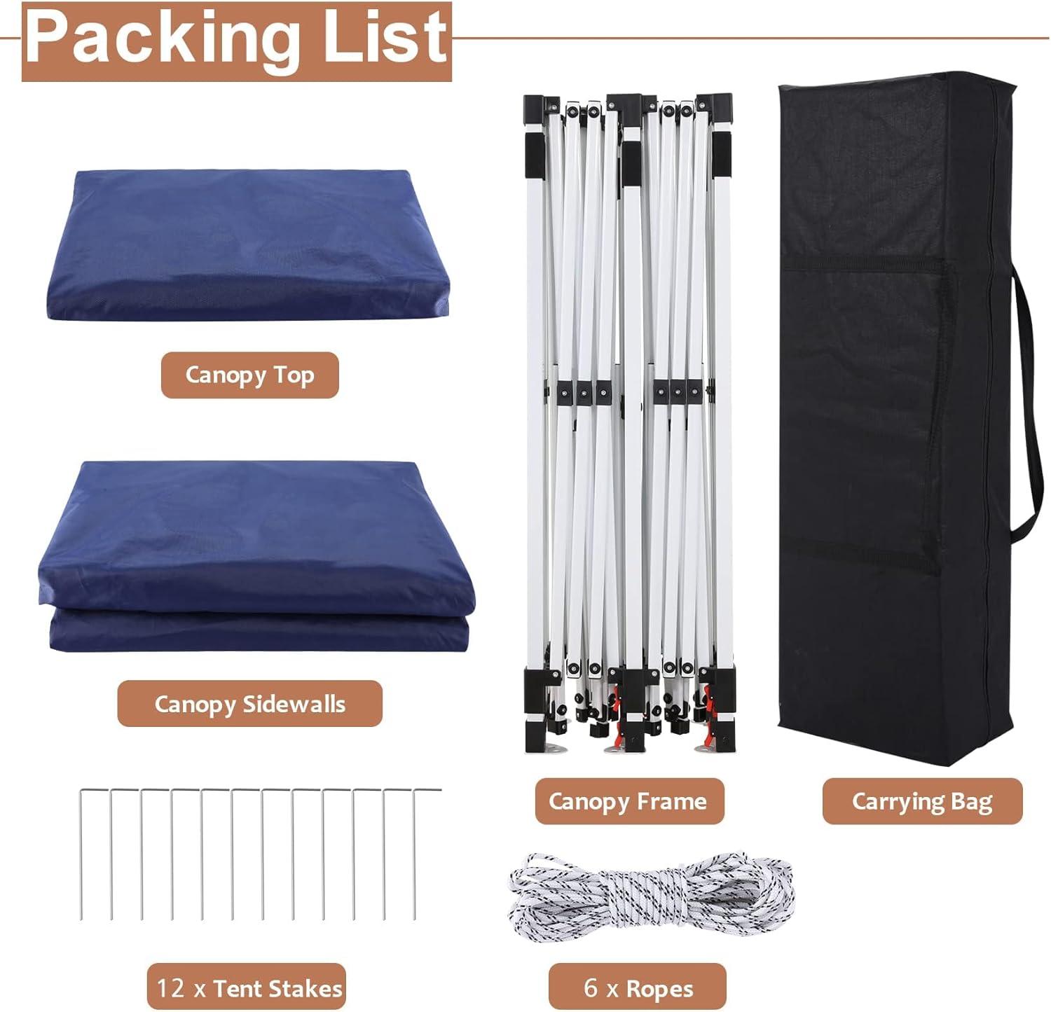 image:imageCOBIZI 10x20 Pop Up Canopy Tent with SidewallsParty Tent Outdoor Gazebos Waterproof amp UV503 Adjustable HeightsHigher Frame Design Extra Tall for Parties BackyardWeddingsMarketsDark BlueNew Dark Blue