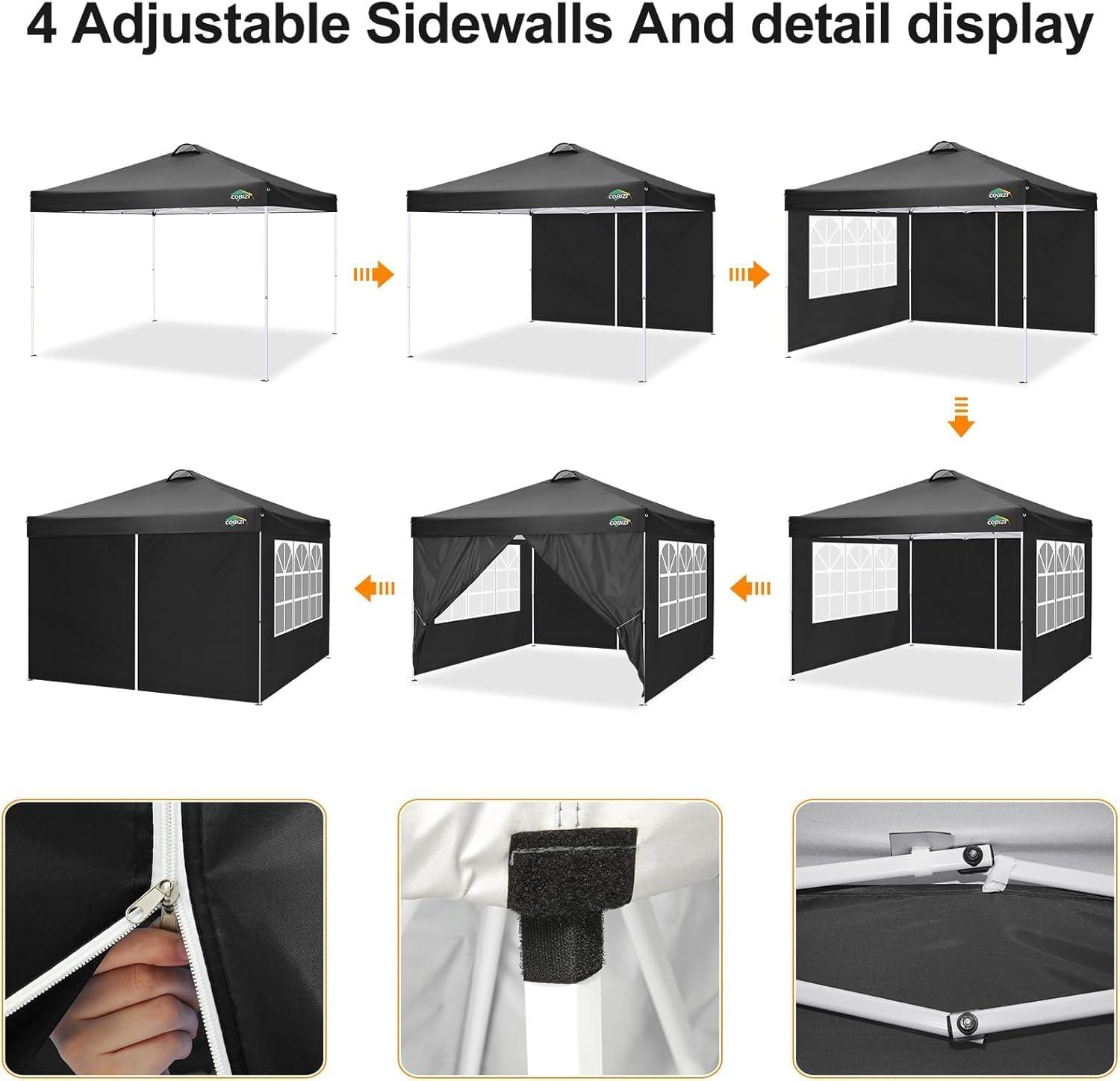 image:imageCOBIZI 10x20 Pop Up Canopy Tent with SidewallsParty Tent Outdoor Gazebos Waterproof amp UV503 Adjustable HeightsHigher Frame Design Extra Tall for Parties BackyardWeddingsMarketsDark BlueLight White