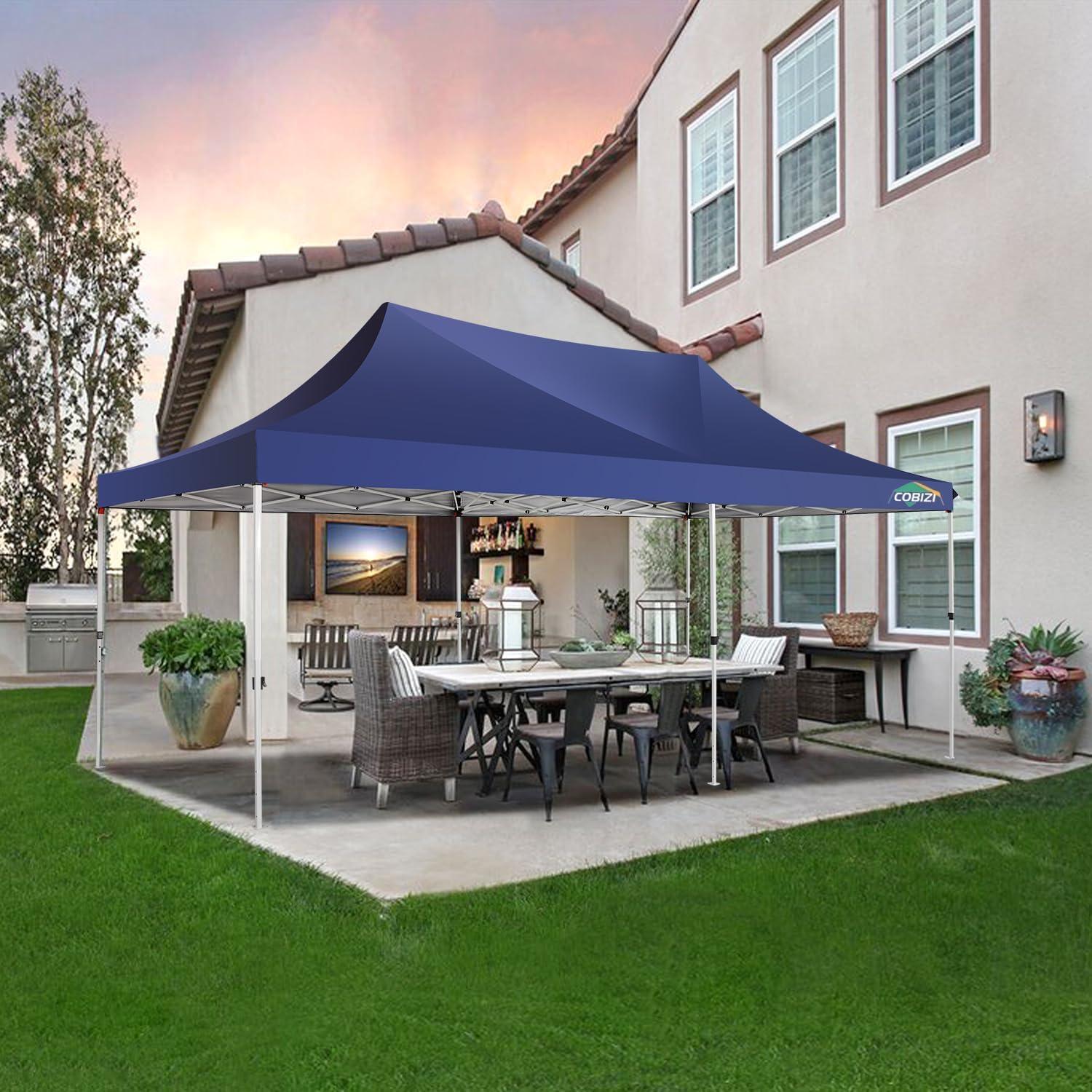 image:imageCOBIZI 10x20 Pop Up Canopy Tent with SidewallsParty Tent Outdoor Gazebos Waterproof amp UV503 Adjustable HeightsHigher Frame Design Extra Tall for Parties BackyardWeddingsMarketsDark BlueNew Dark Blue