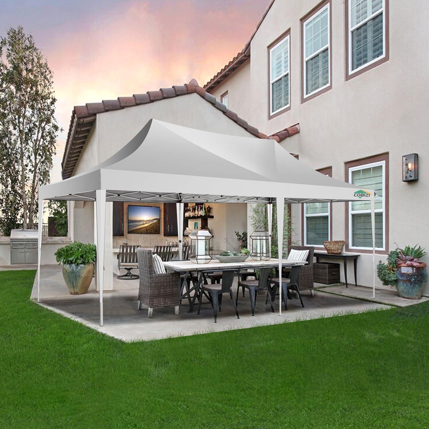 image:imageCOBIZI 10x20 Pop Up Canopy Tent with SidewallsParty Tent Outdoor Gazebos Waterproof amp UV503 Adjustable HeightsHigher Frame Design Extra Tall for Parties BackyardWeddingsMarketsDark BlueWhite