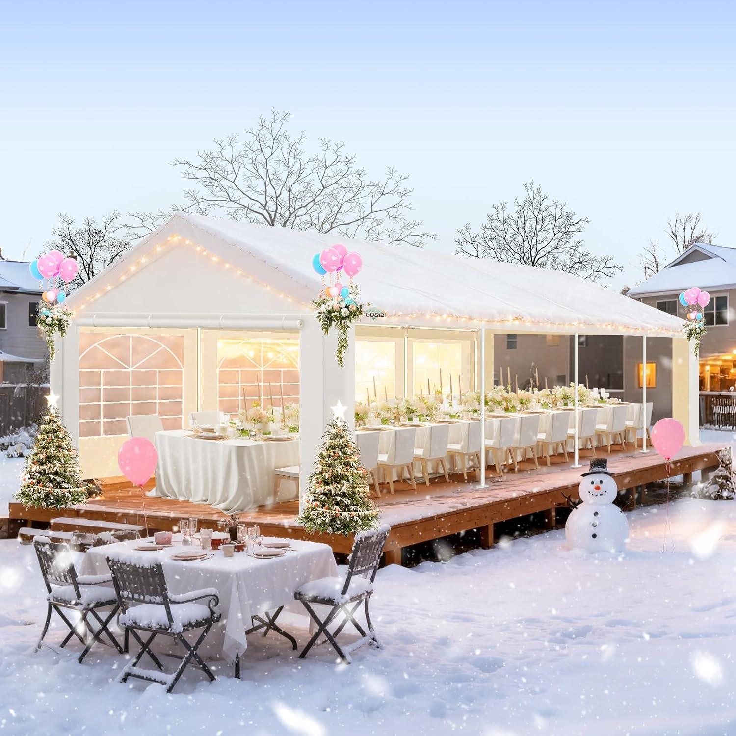 image:imageCOBIZI 10x30 FT Party Tent Heavy Duty Large Outdoor Event Tents for Parties with 8 Sidewalls amp Builtin SandbagsWaterproof Wedding Canopy Gazebo Commercial Tent for CarportCampingPatioWindproof