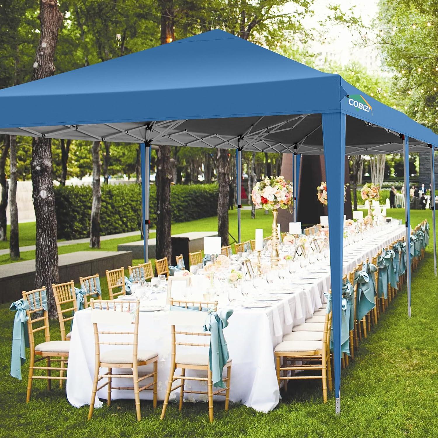 image:imageCOBIZI 10x30 Pop Up Canopy Tent 10x30 Outdoor Party Tent with 8 Removable Sidewalls UPF 50 Waterproof Portable Canopy for Parties Commercial Event with Carry Bag and 4 Sandbags Blue 10x30