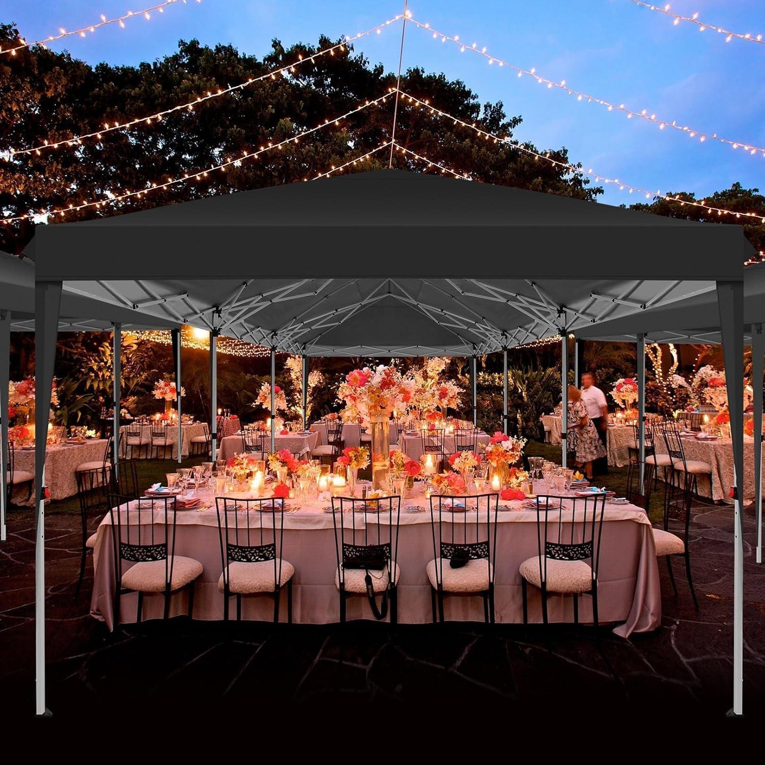 image:imageCOBIZI 10x30 Pop Up Canopy Tent 10x30 Outdoor Party Tent with 8 Removable Sidewalls UPF 50 Waterproof Portable Canopy for Parties Commercial Event with Carry Bag and 4 Sandbags Black 10x30