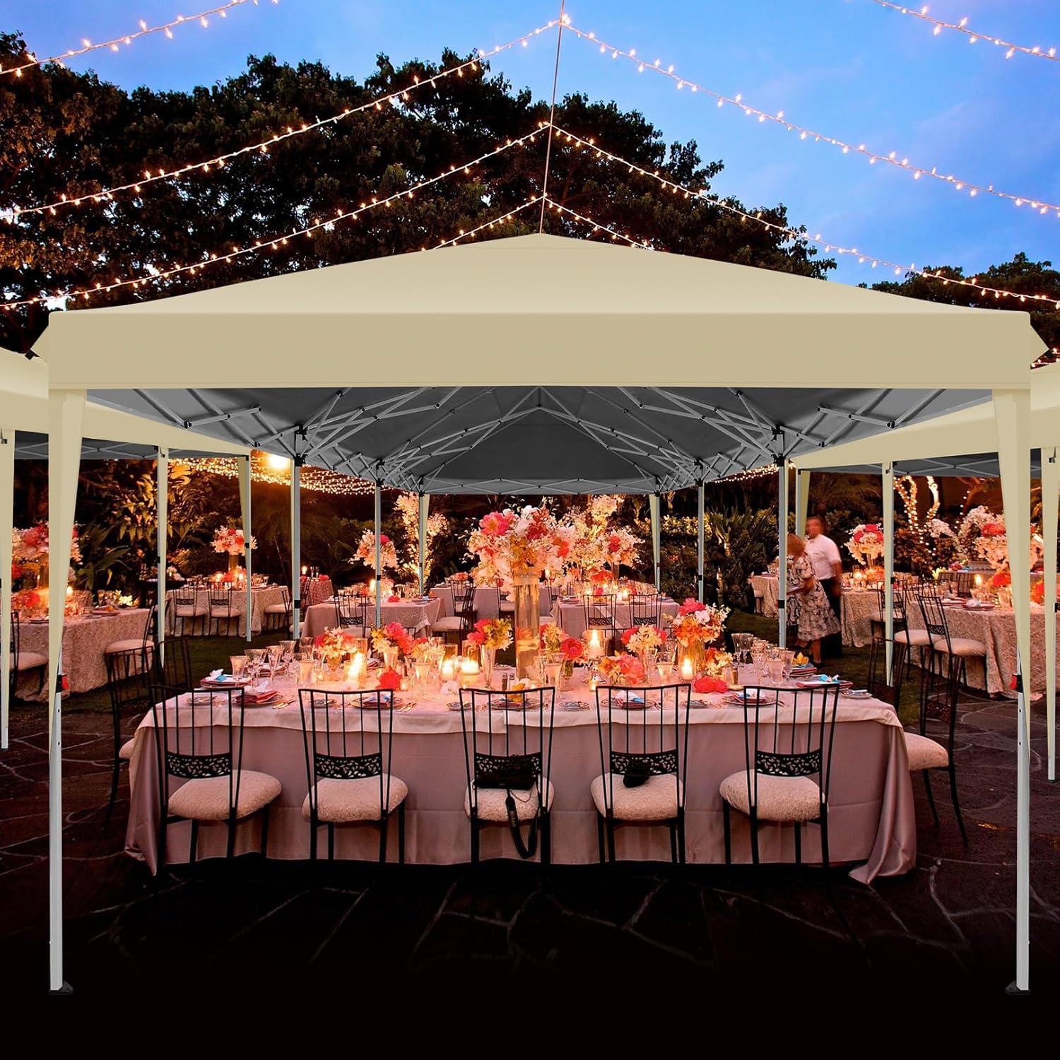 image:imageCOBIZI 10x30 Pop Up Canopy Tent with 8 Removable Sidewalls Waterproof Commercial Instant Shelter Outdoor Party Tent Portable Canopy Tent for Parties with Carry Bag and 4 Sandbags Khaki 10x30