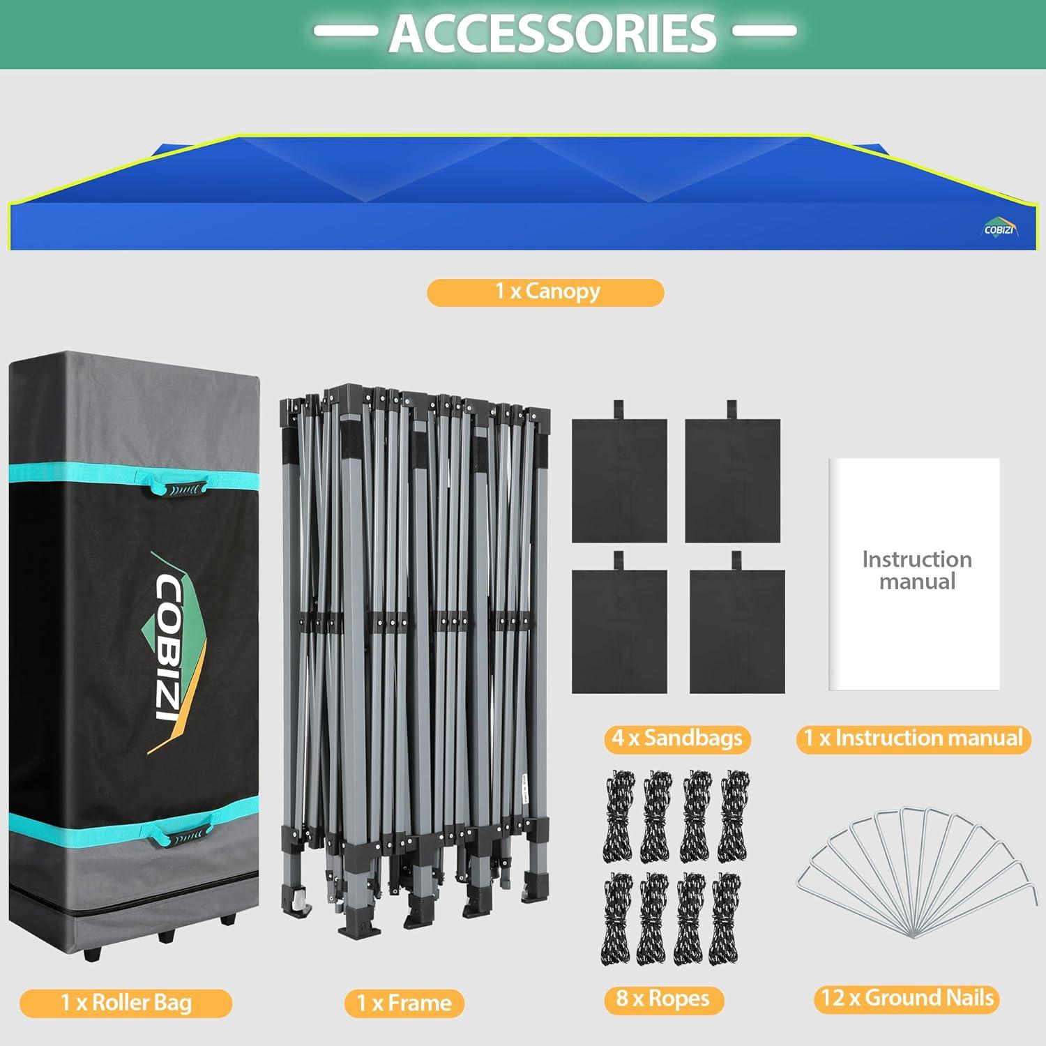 image:imageCOBIZI 10x30 Pop Up Canopy Tent with Air Vent EZ Pop Up Party 10x30 Gazebo Waterproof and UPF50Outdoor Canopy for Parties Wedding Eventswith Roller Bag SandbagsBlue