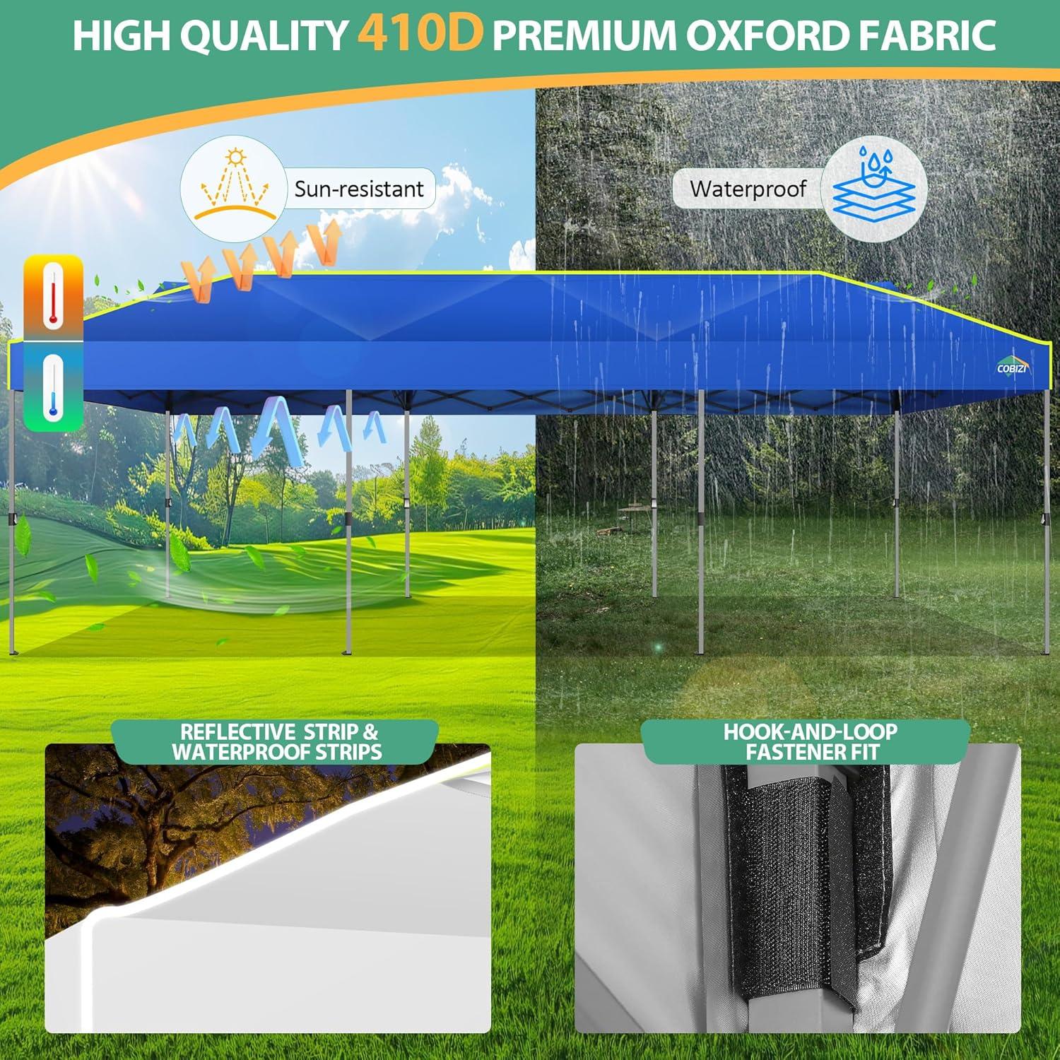 image:imageCOBIZI 10x30 Pop Up Canopy Tent with Air Vent EZ Pop Up Party 10x30 Gazebo Waterproof and UPF50Outdoor Canopy for Parties Wedding Eventswith Roller Bag SandbagsBlue
