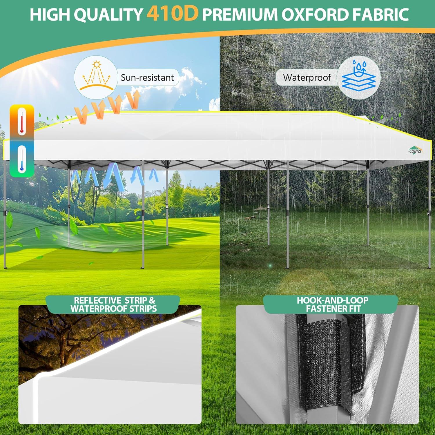 image:imageCOBIZI 10x30 Pop Up Canopy Tent with Air Vent EZ Pop Up Party 10x30 Waterproof and UPF50Outdoor Canopy Tent for Parties Wedding Eventswith Roller Bag SandbagsWhite