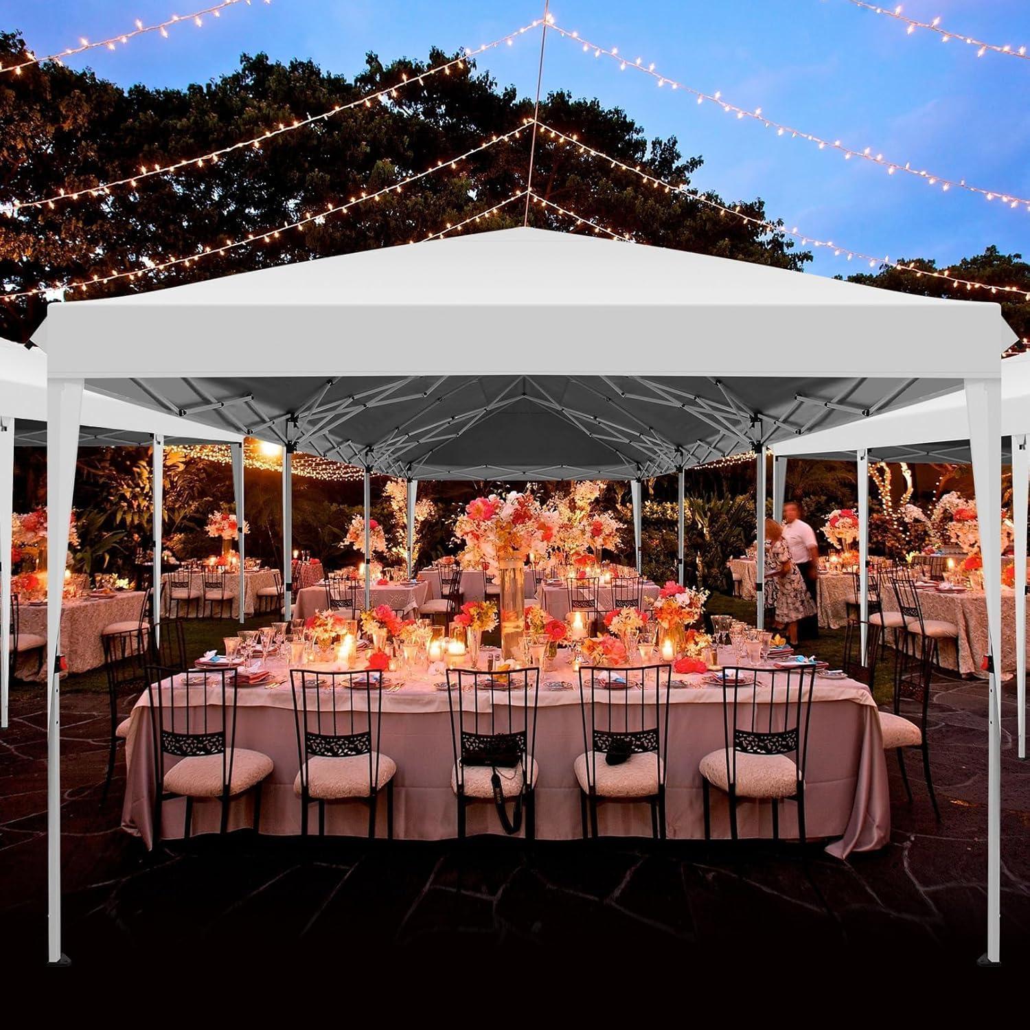 image:imageCOBIZI 10x30 Pop up Canopy Tent for Parties Protable Canopy Tent with 8 Sidewalls Waterproof Commercial Instant Shelter Tent for Wedding Courtyard with Carry Bag and 4 Sandbags10x30FT White