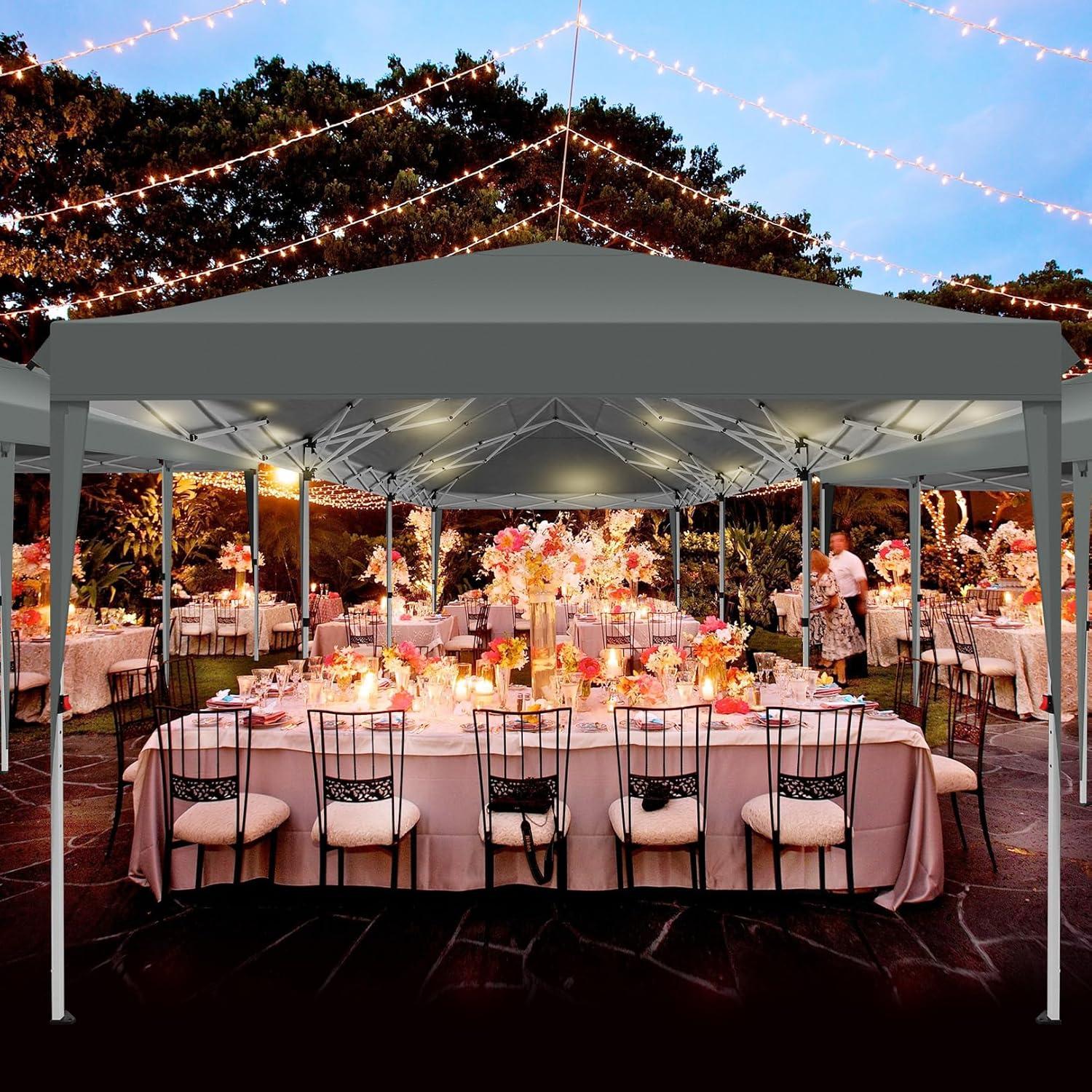 image:imageCOBIZI 10x30 Pop up Canopy Tent for Parties Protable Canopy Tent with 8 Sidewalls Waterproof Commercial Instant Shelter Tent for Wedding Courtyard with Carry Bag and 4 Sandbags10x30FT Grey