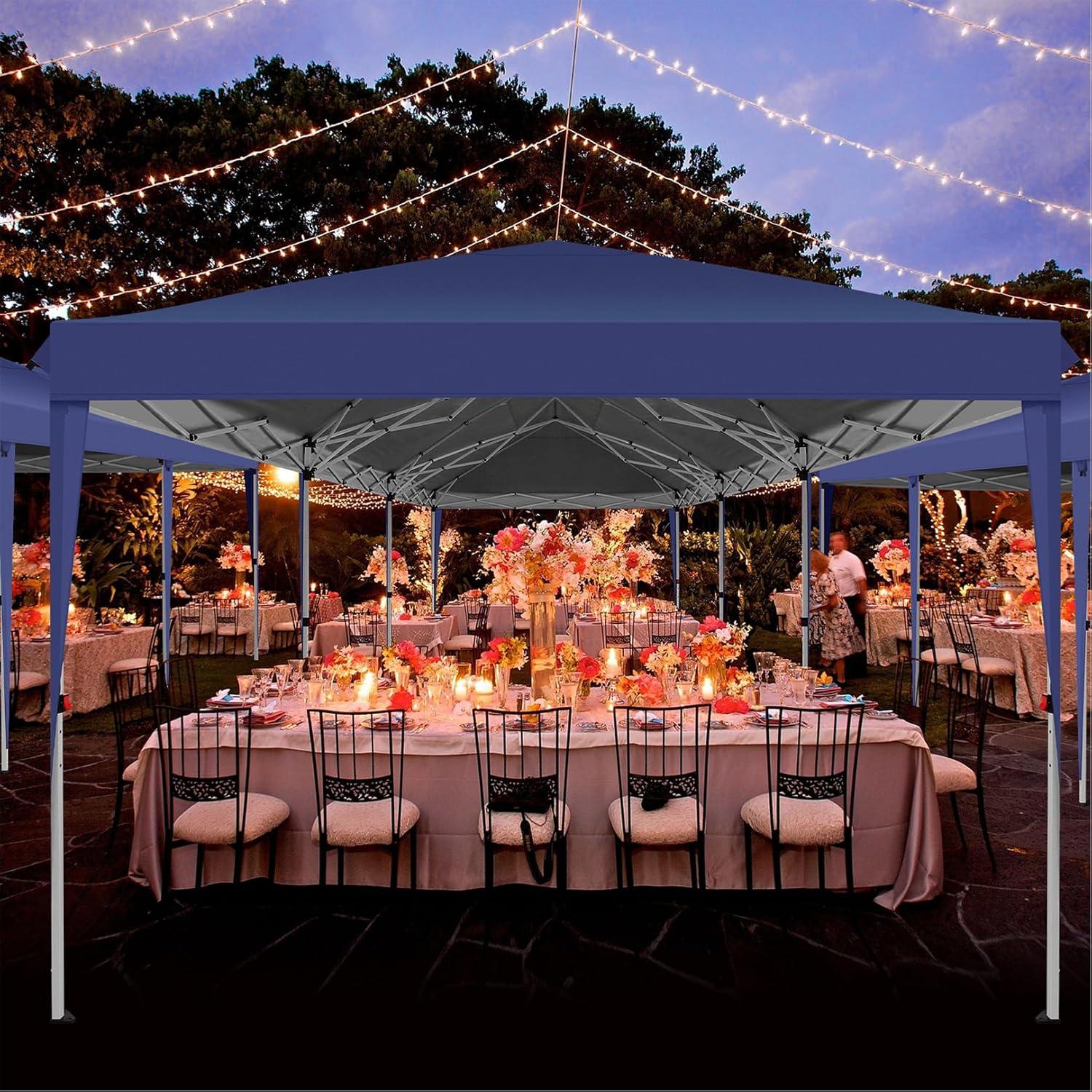 image:imageCOBIZI 10x30 Pop up Canopy Tent for Parties Protable Canopy Tent with 8 Sidewalls Waterproof Commercial Instant Shelter for Wedding Courtyard with Carry Bag and 4 Sandbags10x30FT Navy Blue