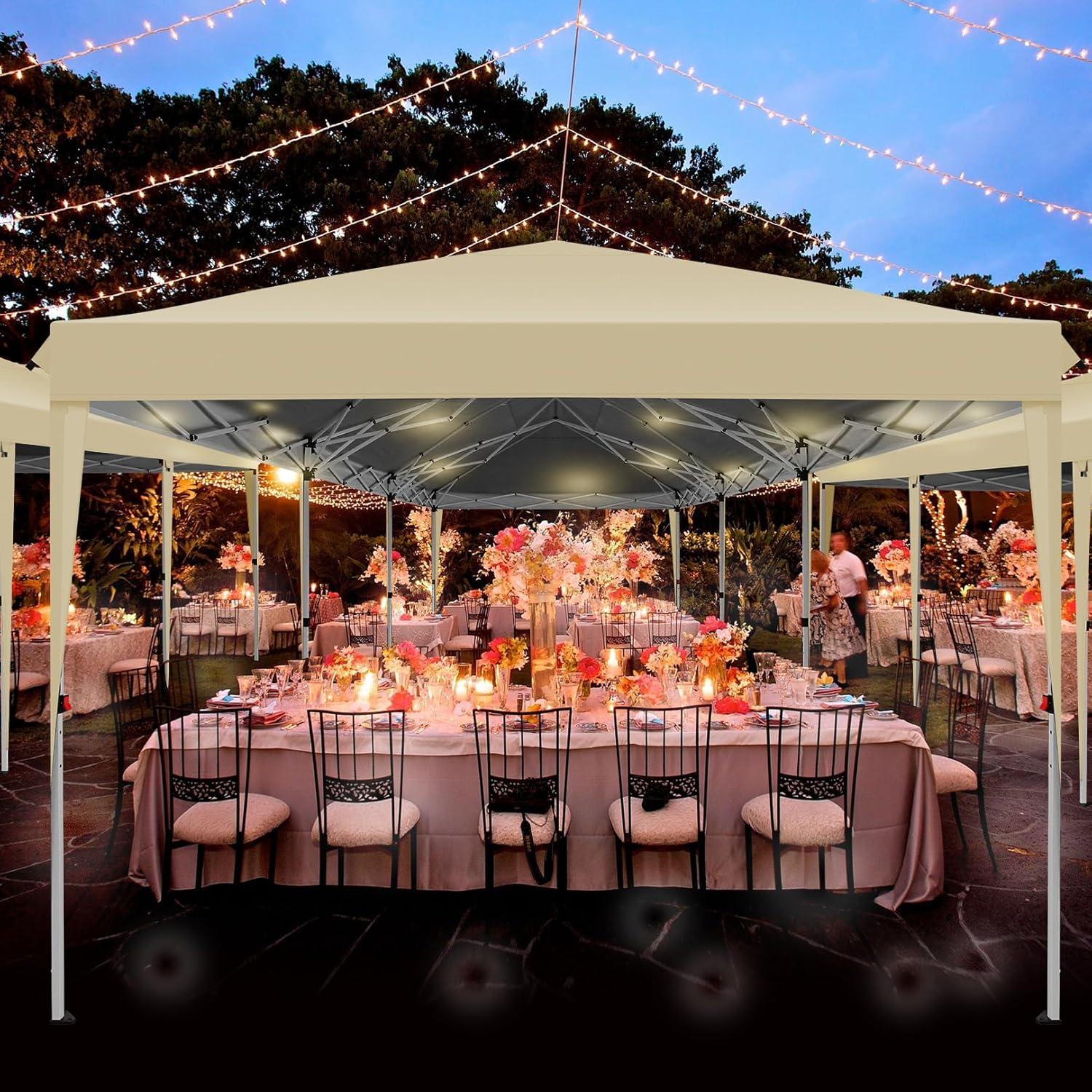 image:imageCOBIZI 10x30 Pop up Canopy Tent for Parties Protable Canopy Tent with 8 Sidewalls Waterproof Commercial Instant Shelter for Wedding Courtyard with Carry Bag and 4 Sandbags10x30FT Khaki