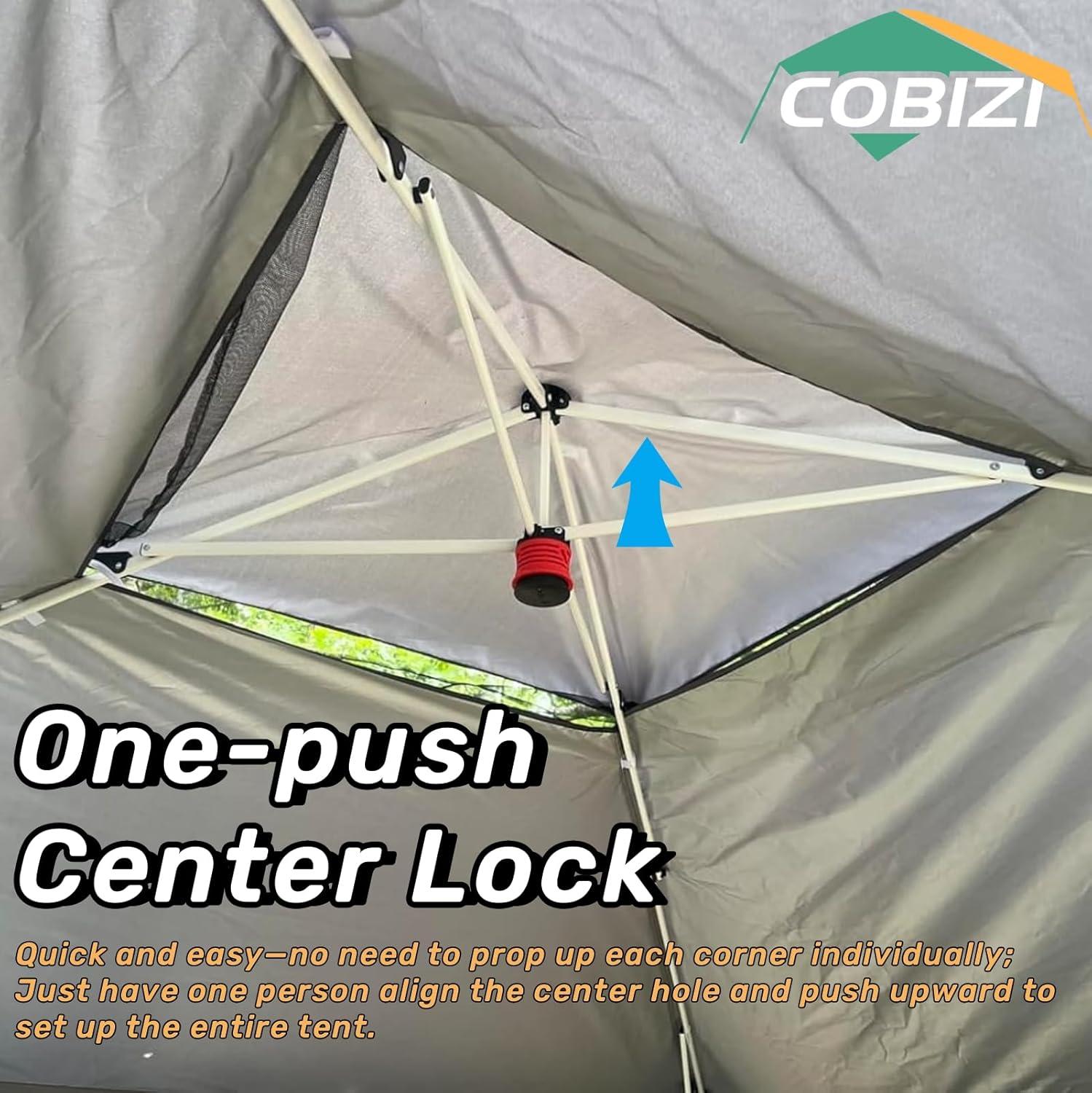 image:imageCOBIZI 11x11 Pop Up Gazebo OnePush Canopy Tent Carpas Para Patio Outdoor Canopy Shelter with Double Roof Ventiation 121 Square Feet of Shade for Lawn Garden Backyard and Deck Gray Upgraded 20Khaki