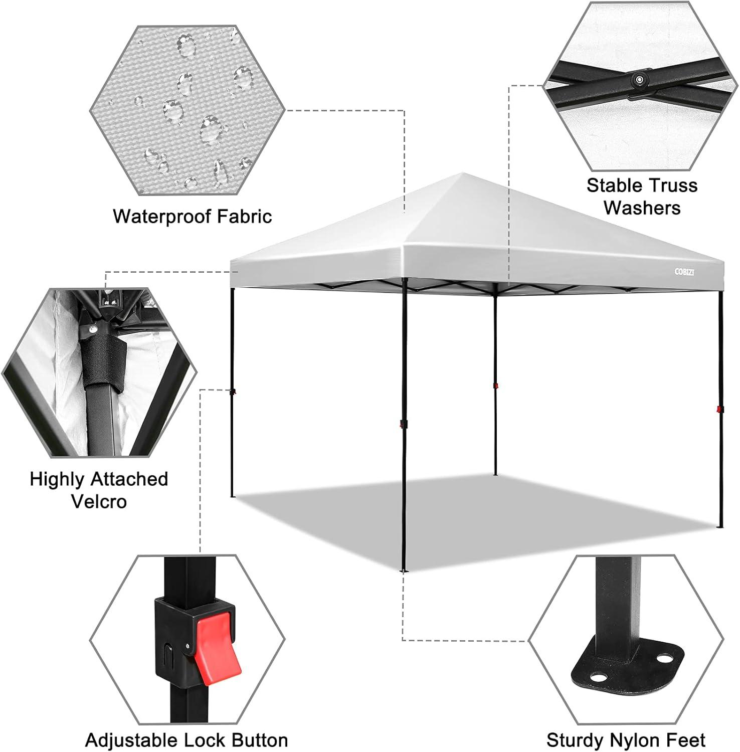 image:imageCOBIZI 12x12 Pop Up Gazebo On Clearance Upgrade Easy Up Metal Outdoor Canopy Waterproof Portable Gazebo with Mosquito Nettings 4 Ropes 8 Stakes and Carry Bag for Patio GardenLight Graysky