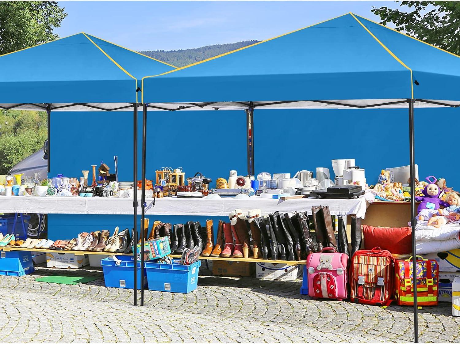 image:imageCOBIZI 12x12 Pop Up Gazebo On Clearance Upgrade Easy Up Metal Outdoor Canopy Waterproof Portable Gazebo with Mosquito Nettings 4 Ropes 8 Stakes and Carry Bag for Patio GardenLight GrayBlue