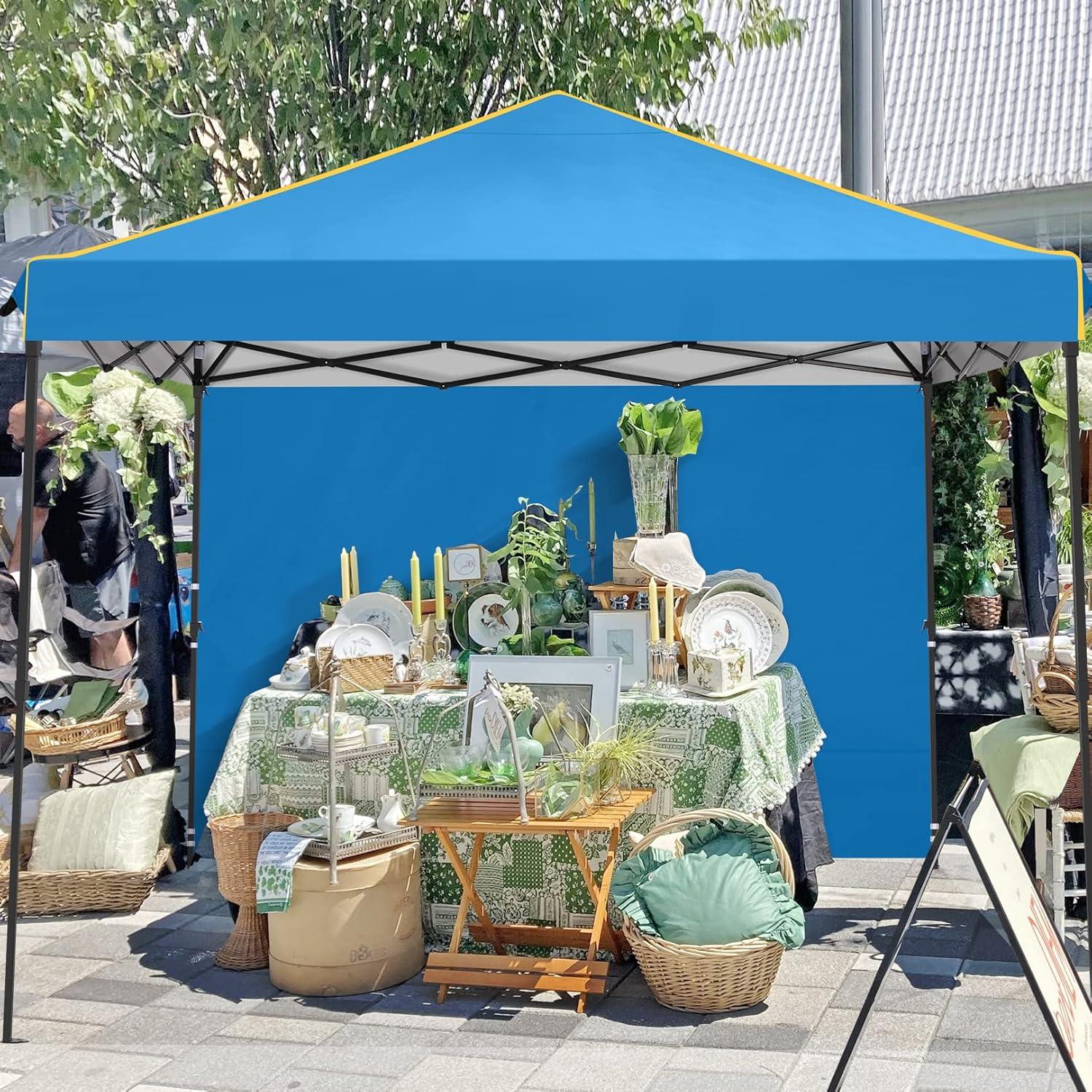 image:imageCOBIZI 12x12 Pop Up Gazebo On Clearance Upgrade Easy Up Metal Outdoor Canopy Waterproof Portable Gazebo with Mosquito Nettings 4 Ropes 8 Stakes and Carry Bag for Patio GardenLight GrayBlue