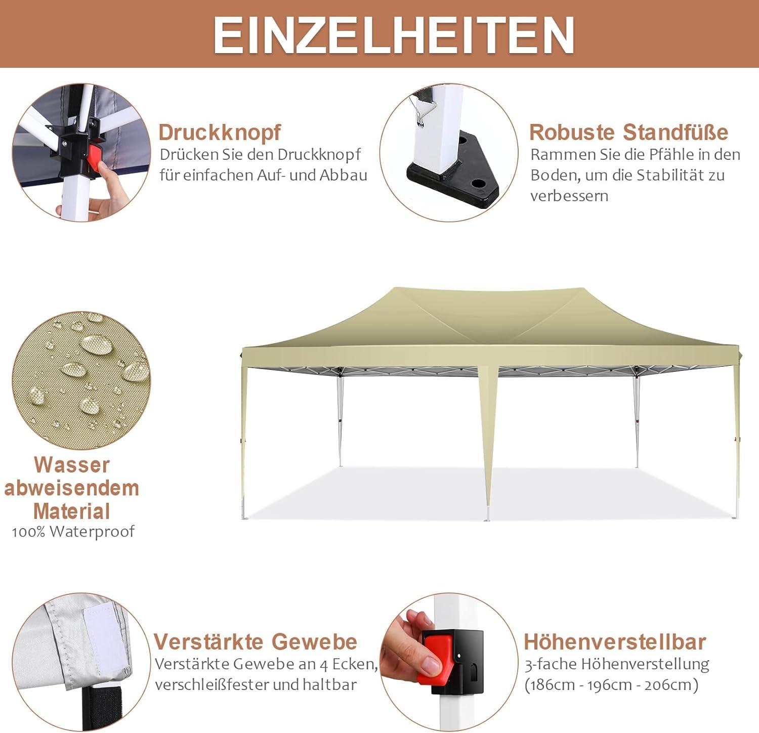 image:imageCOBIZI 12x12 Pop Up Gazebo On Clearance Upgrade Easy Up Metal Outdoor Canopy Waterproof Portable Gazebo with Mosquito Nettings 4 Ropes 8 Stakes and Carry Bag for Patio GardenLight GrayKhaki