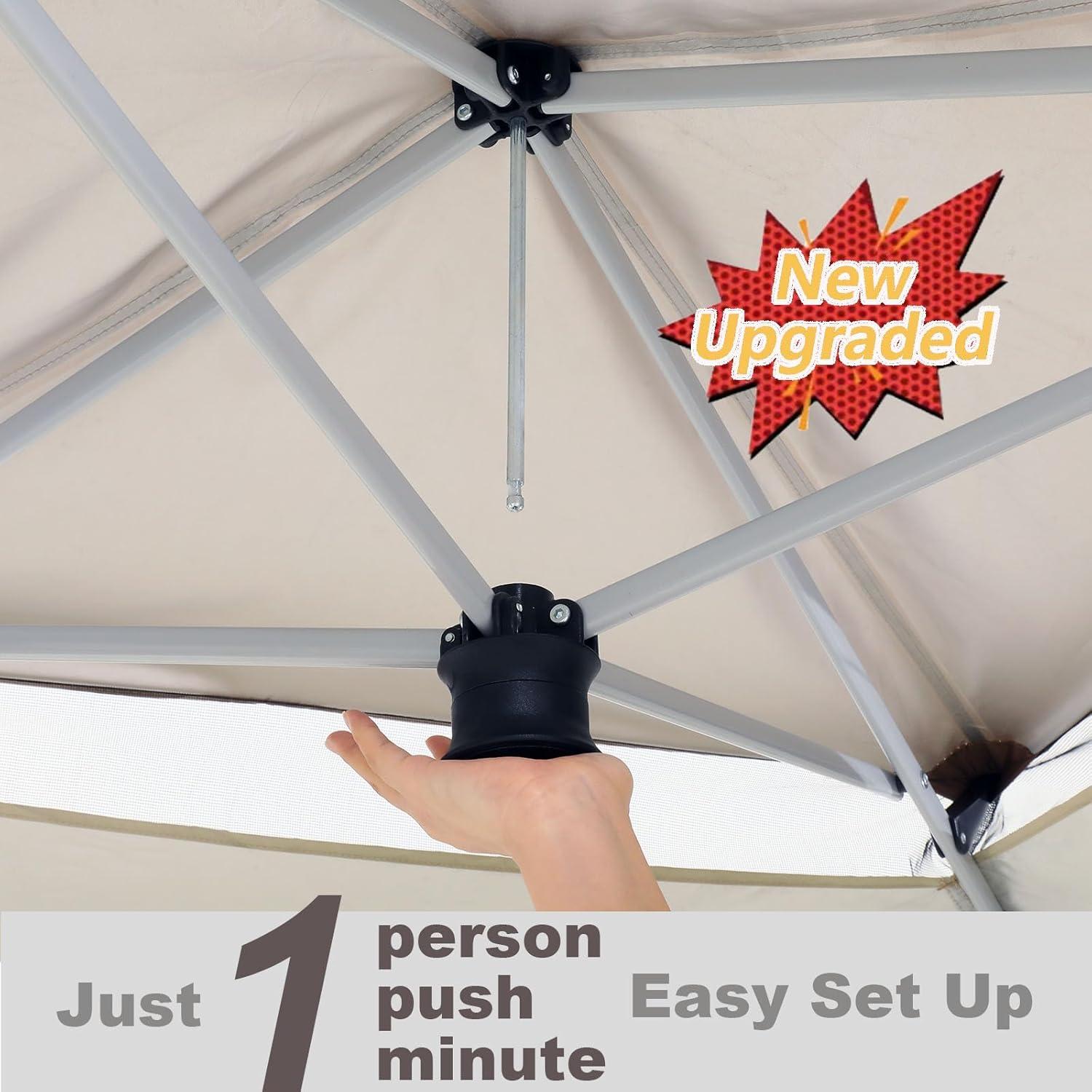 image:imageCOBIZI 12x12 Pop Up Gazebo On Clearance Upgrade Easy Up Metal Outdoor Canopy Waterproof Portable Gazebo with Mosquito Nettings 4 Ropes 8 Stakes and Carry Bag for Patio GardenLight GrayDark GrayUPF50
