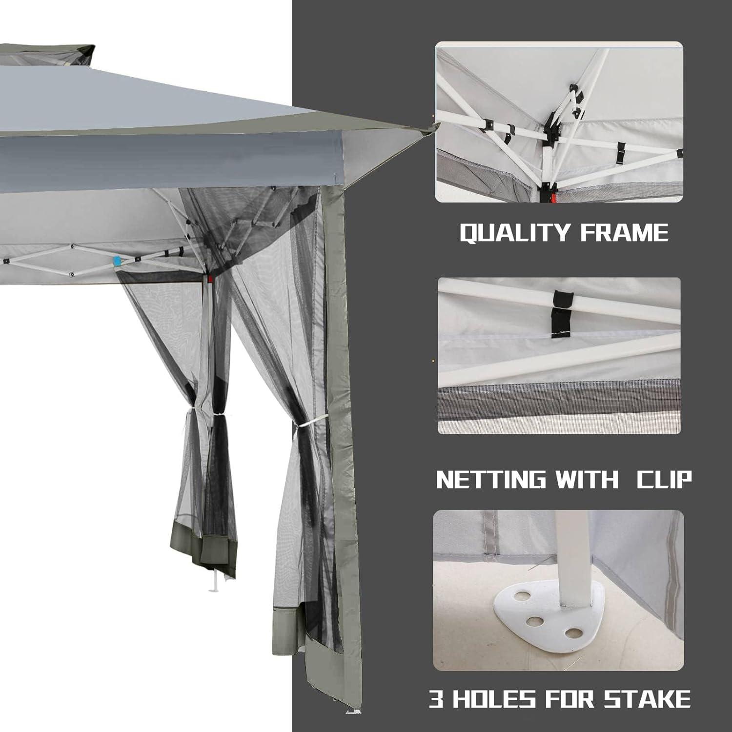 image:imageCOBIZI 12x12 Pop Up Gazebo On Clearance Upgrade Easy Up Metal Outdoor Canopy Waterproof Portable Gazebo with Mosquito Nettings 4 Ropes 8 Stakes and Carry Bag for Patio GardenLight GrayDark Gray