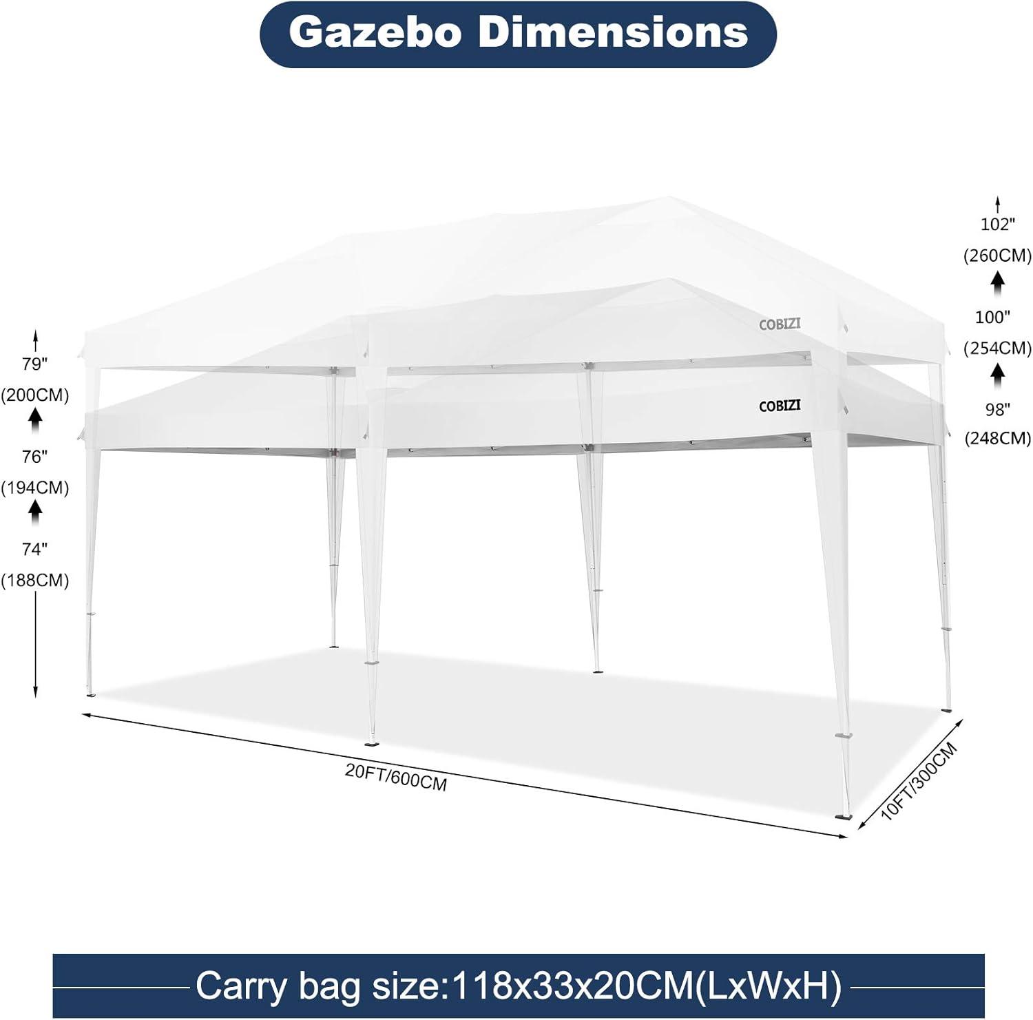 image:imageCOBIZI 12x12 Pop Up Gazebo On Clearance Upgrade Easy Up Metal Outdoor Canopy Waterproof Portable Gazebo with Mosquito Nettings 4 Ropes 8 Stakes and Carry Bag for Patio GardenLight GrayBlue