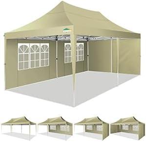 image:imageCOBIZI 12x12 Pop Up Gazebo On Clearance Upgrade Easy Up Metal Outdoor Canopy Waterproof Portable Gazebo with Mosquito Nettings 4 Ropes 8 Stakes and Carry Bag for Patio GardenLight GrayKhaki