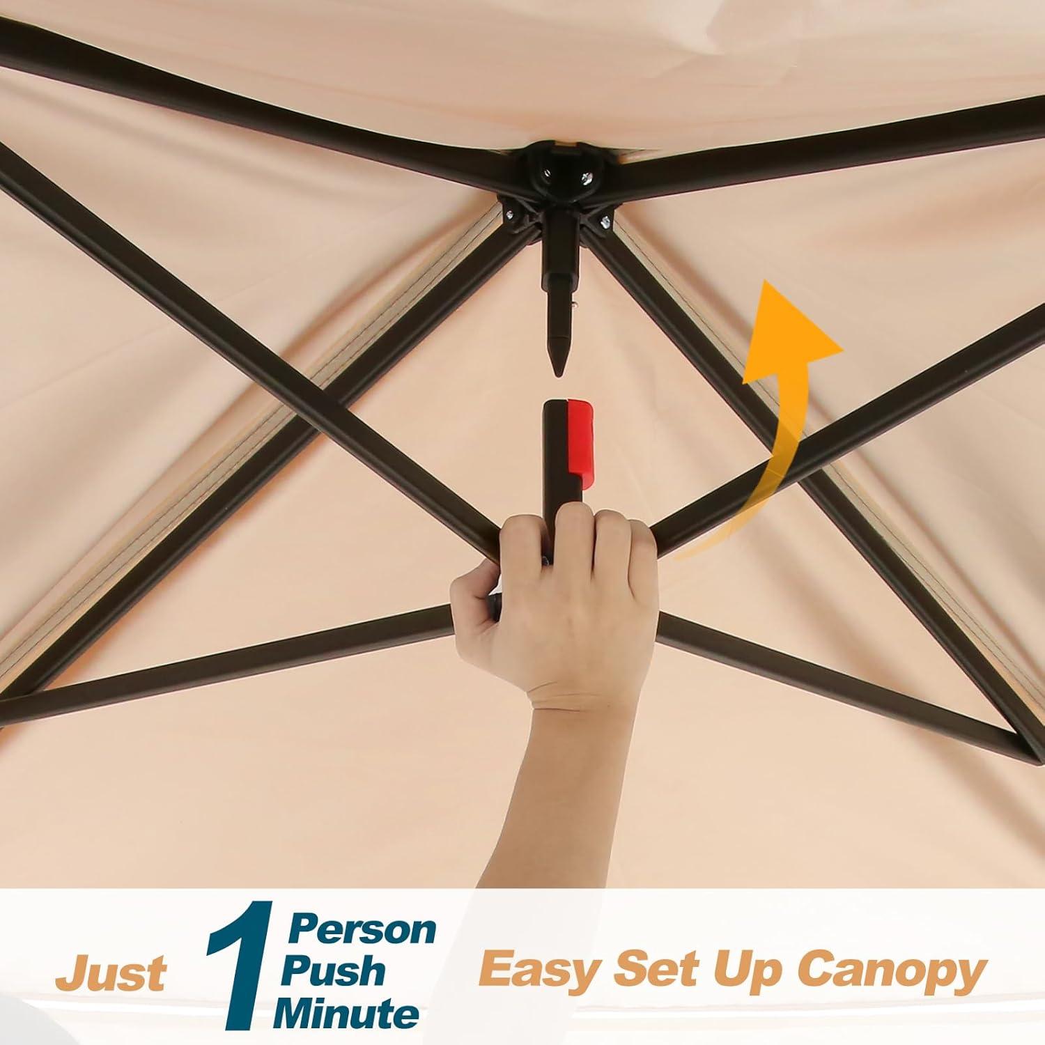 image:imageCOBIZI 12x12 Pop Up Gazebo On Clearance Upgrade Easy Up Metal Outdoor Canopy Waterproof Portable Gazebo with Mosquito Nettings 4 Ropes 8 Stakes and Carry Bag for Patio GardenLight GrayCoffeeUPF50