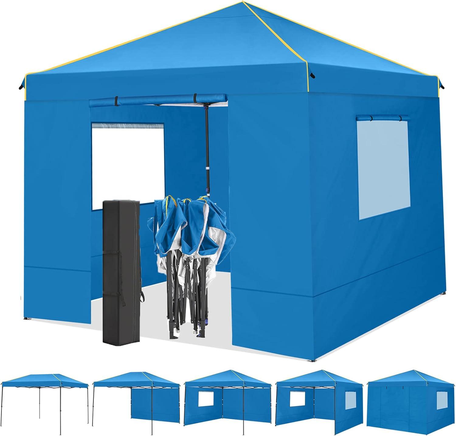 image:imageCOBIZI 12x12 Pop Up Gazebo On Clearance Upgrade Easy Up Metal Outdoor Canopy Waterproof Portable Gazebo with Mosquito Nettings 4 Ropes 8 Stakes and Carry Bag for Patio GardenLight GrayBlue