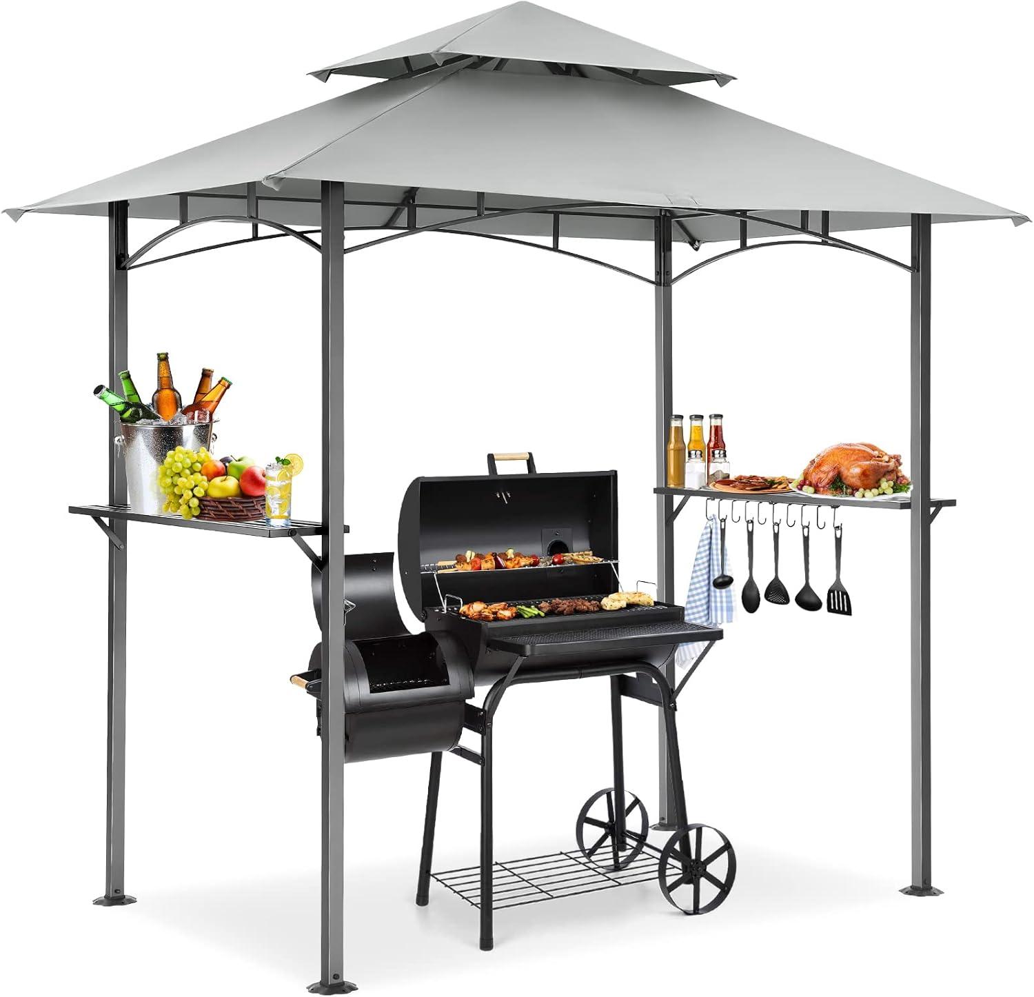 image:imageCOBIZI 12x12 Pop Up Gazebo On Clearance Upgrade Easy Up Metal Outdoor Canopy Waterproof Portable Gazebo with Mosquito Nettings 4 Ropes 8 Stakes and Carry Bag for Patio GardenLight GrayGray