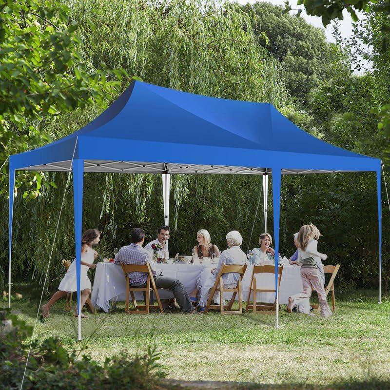 image:imageCOBIZI 12x12 Pop Up Gazebo On Clearance Upgrade Easy Up Metal Outdoor Canopy Waterproof Portable Gazebo with Mosquito Nettings 4 Ropes 8 Stakes and Carry Bag for Patio GardenLight GrayLight Blue
