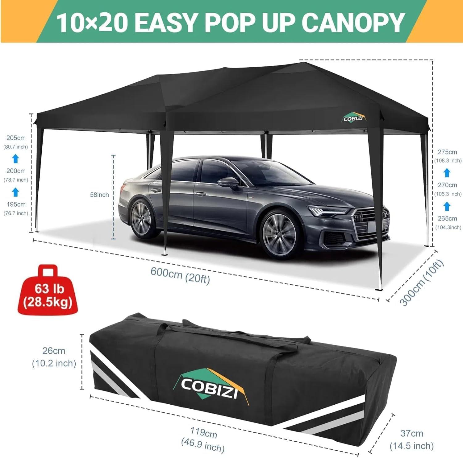 image:imageCOBIZI 12x12 Pop Up Gazebo On Clearance Upgrade Easy Up Metal Outdoor Canopy Waterproof Portable Gazebo with Mosquito Nettings 4 Ropes 8 Stakes and Carry Bag for Patio GardenLight GrayBlack
