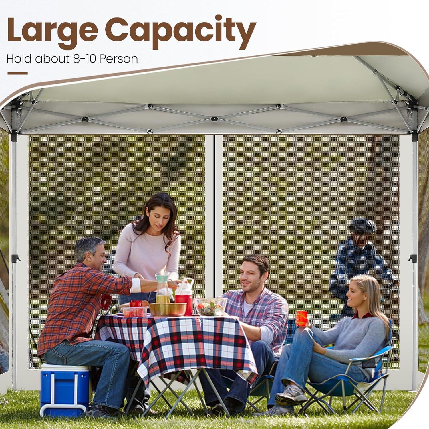 image:imageCOBIZI 12x12 Pop Up Gazebo On Clearance Upgrade Easy Up Metal Outdoor Canopy Waterproof Portable Gazebo with Mosquito Nettings 4 Ropes 8 Stakes and Carry Bag for Patio GardenLight GrayCoffee