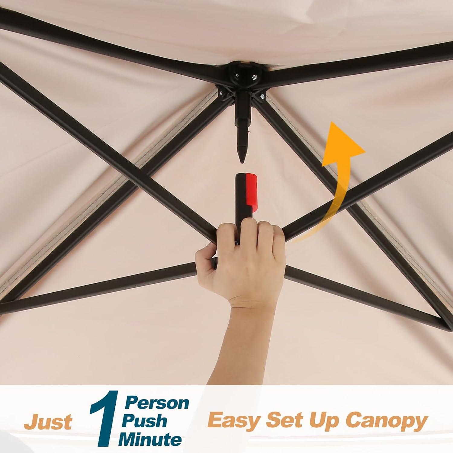 image:imageCOBIZI 12x12 Pop Up Gazebo On Clearance Upgrade Easy Up Metal Outdoor Canopy Waterproof Portable Gazebo with Mosquito Nettings 4 Ropes 8 Stakes and Carry Bag for Patio GardenLight GrayKhaki