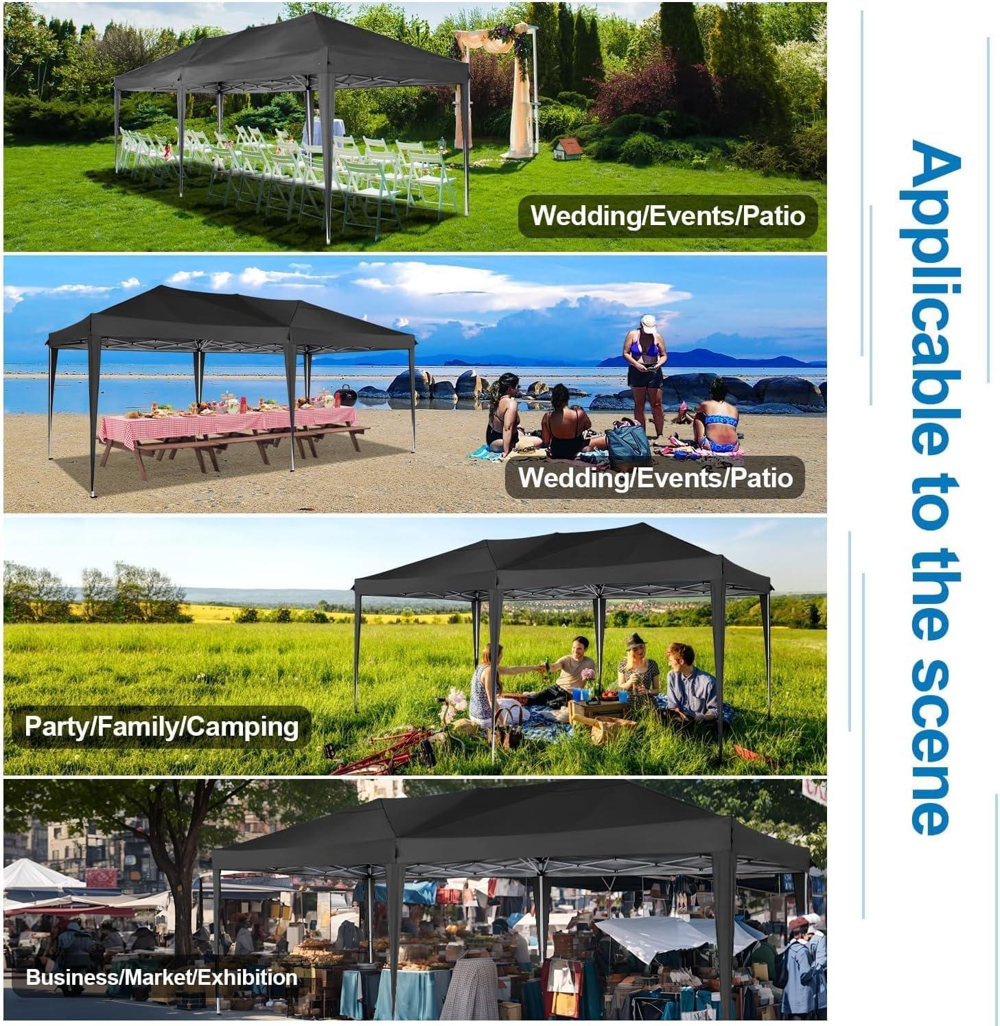 image:imageCOBIZI 12x12 Pop Up Gazebo On Clearance Upgrade Easy Up Metal Outdoor Canopy Waterproof Portable Gazebo with Mosquito Nettings 4 Ropes 8 Stakes and Carry Bag for Patio GardenLight GrayBlack