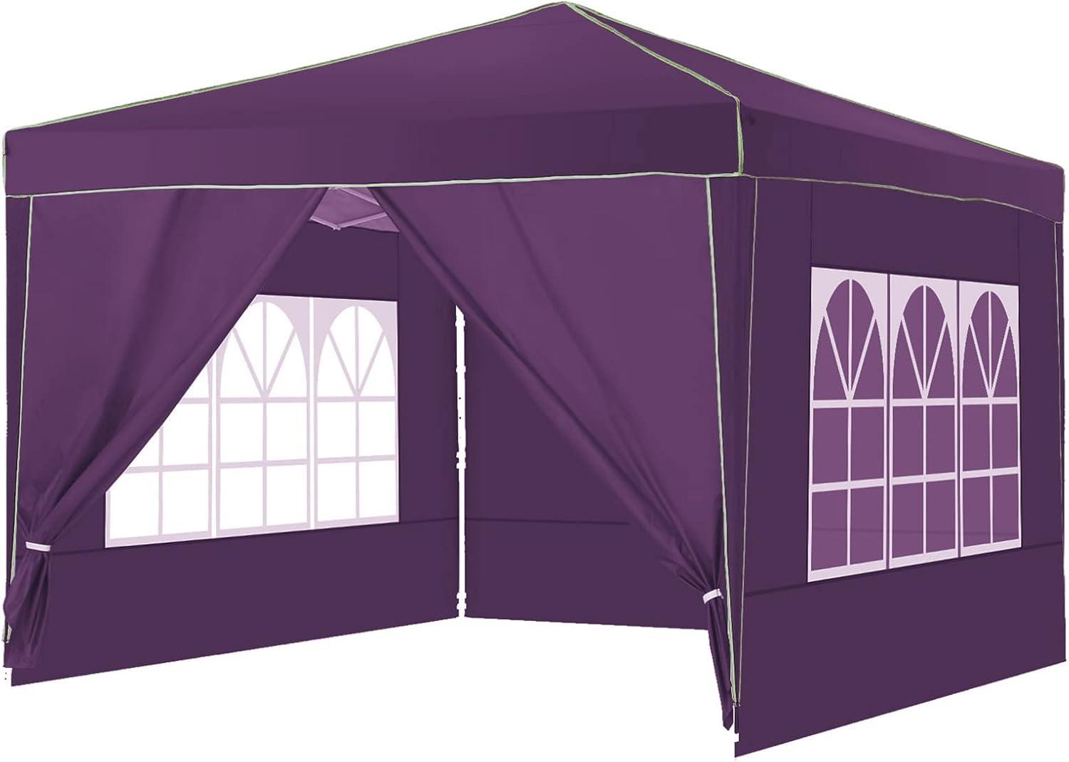 image:imageCOBIZI 12x12 Pop Up Gazebo On Clearance Upgrade Easy Up Metal Outdoor Canopy Waterproof Portable Gazebo with Mosquito Nettings 4 Ropes 8 Stakes and Carry Bag for Patio GardenLight GrayPurple