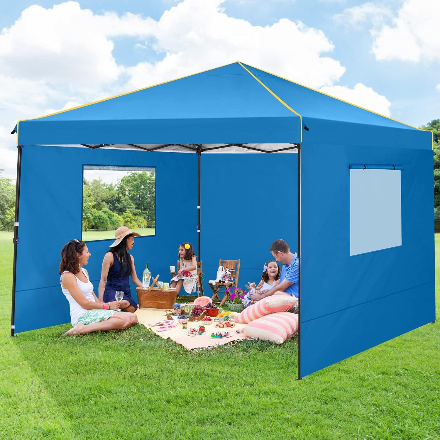 image:imageCOBIZI 12x12 Pop Up Gazebo On Clearance Upgrade Easy Up Metal Outdoor Canopy Waterproof Portable Gazebo with Mosquito Nettings 4 Ropes 8 Stakes and Carry Bag for Patio GardenLight GrayBlue