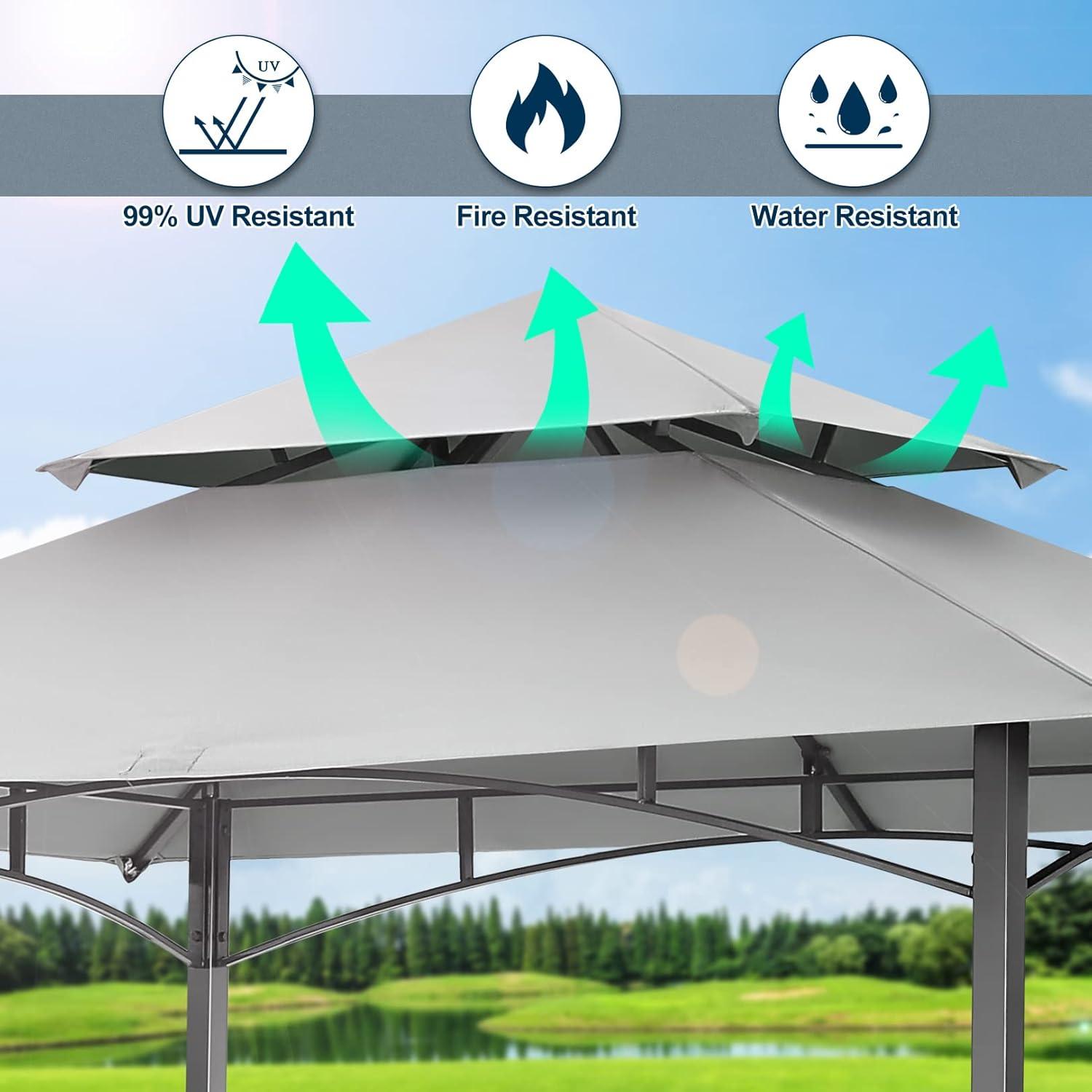 image:imageCOBIZI 12x12 Pop Up Gazebo On Clearance Upgrade Easy Up Metal Outdoor Canopy Waterproof Portable Gazebo with Mosquito Nettings 4 Ropes 8 Stakes and Carry Bag for Patio GardenLight GrayGray