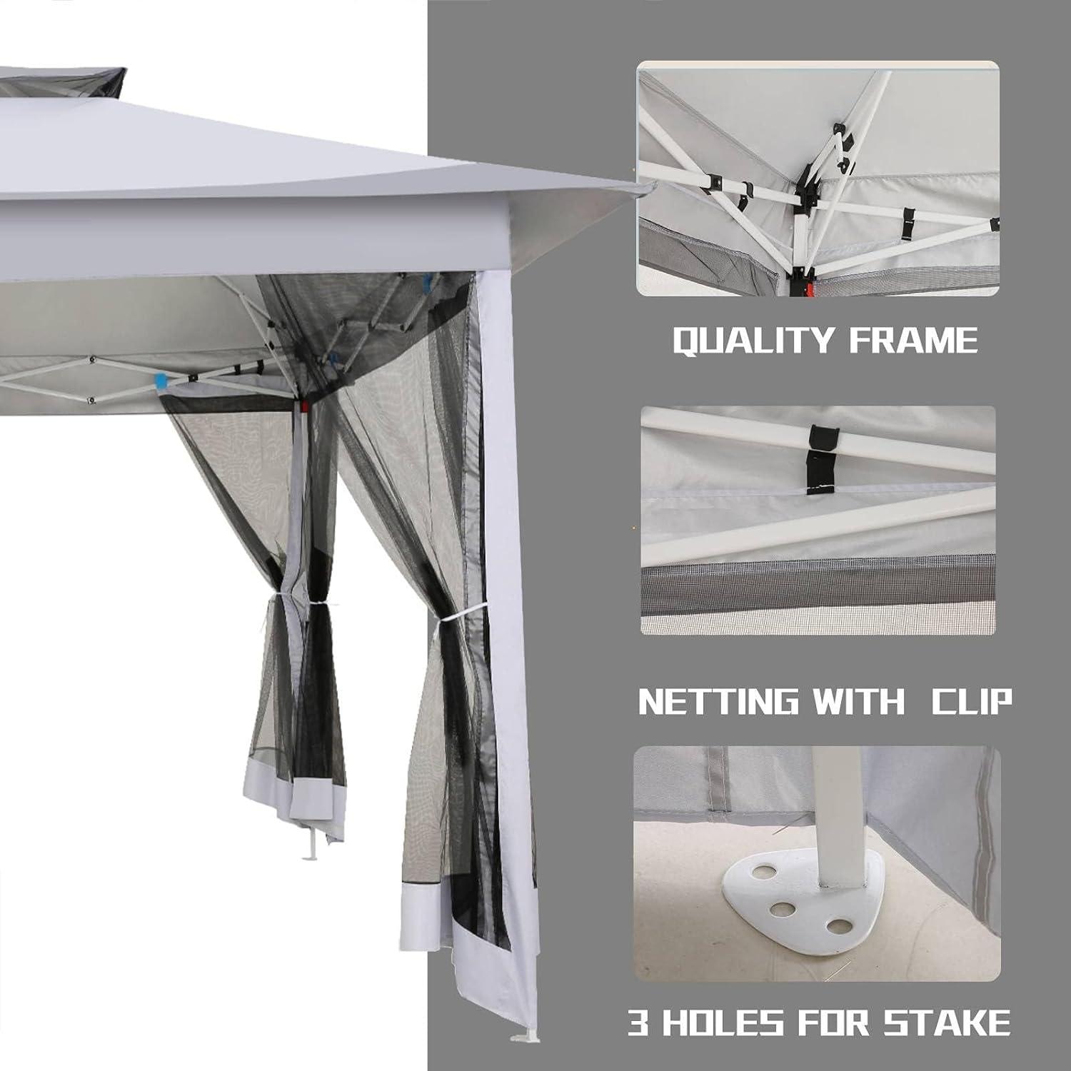 image:imageCOBIZI 12x12 Pop Up Gazebo On Clearance Upgrade Easy Up Metal Outdoor Canopy Waterproof Portable Gazebo with Mosquito Nettings 4 Ropes 8 Stakes and Carry Bag for Patio GardenLight GrayLight Gray