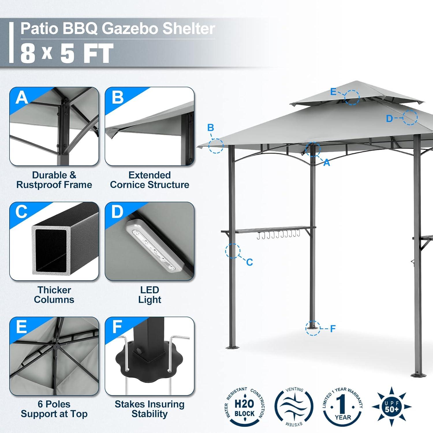 image:imageCOBIZI 12x12 Pop Up Gazebo On Clearance Upgrade Easy Up Metal Outdoor Canopy Waterproof Portable Gazebo with Mosquito Nettings 4 Ropes 8 Stakes and Carry Bag for Patio GardenLight GrayGray
