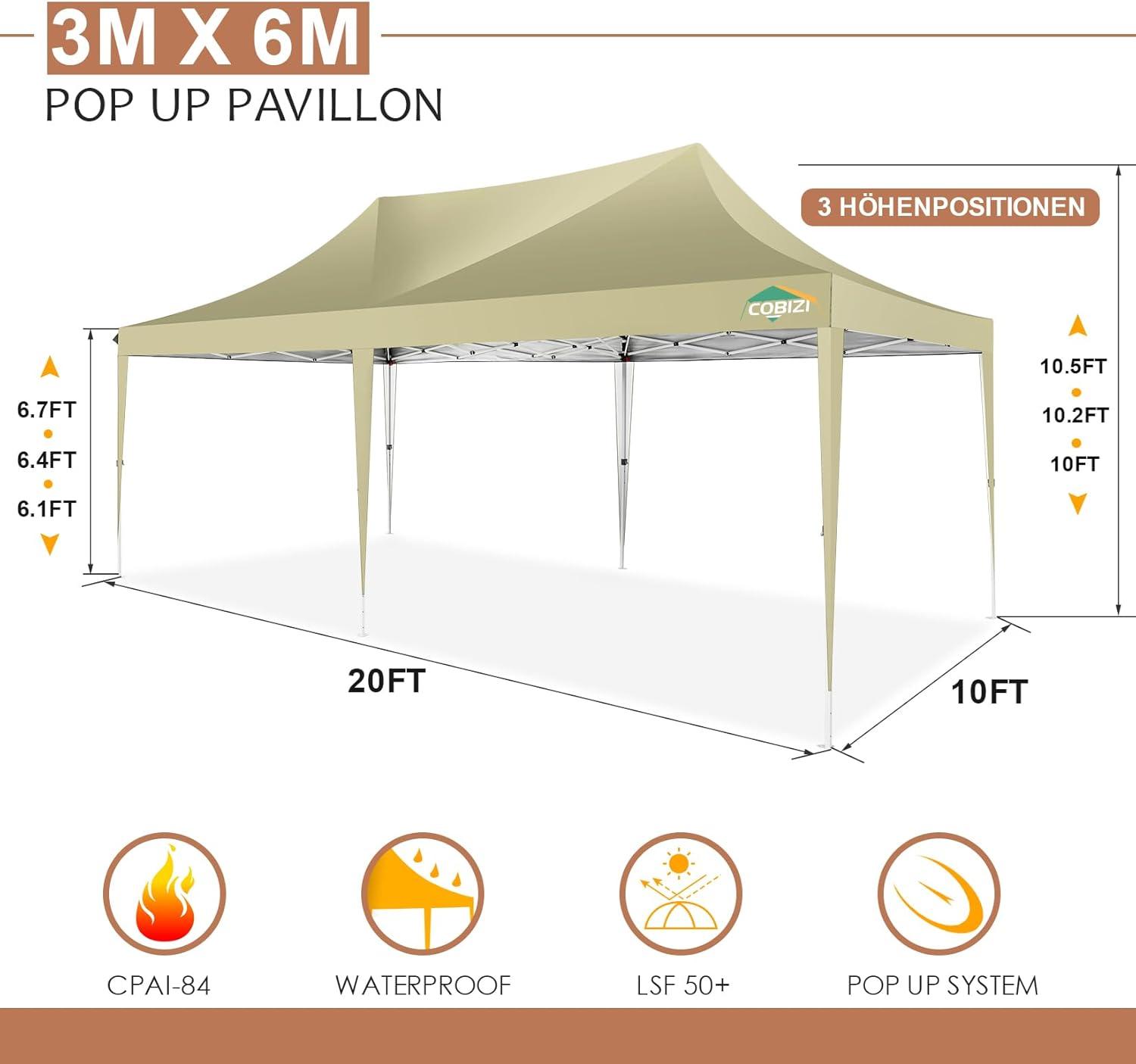 image:imageCOBIZI 12x12 Pop Up Gazebo On Clearance Upgrade Easy Up Metal Outdoor Canopy Waterproof Portable Gazebo with Mosquito Nettings 4 Ropes 8 Stakes and Carry Bag for Patio GardenLight GrayKhaki