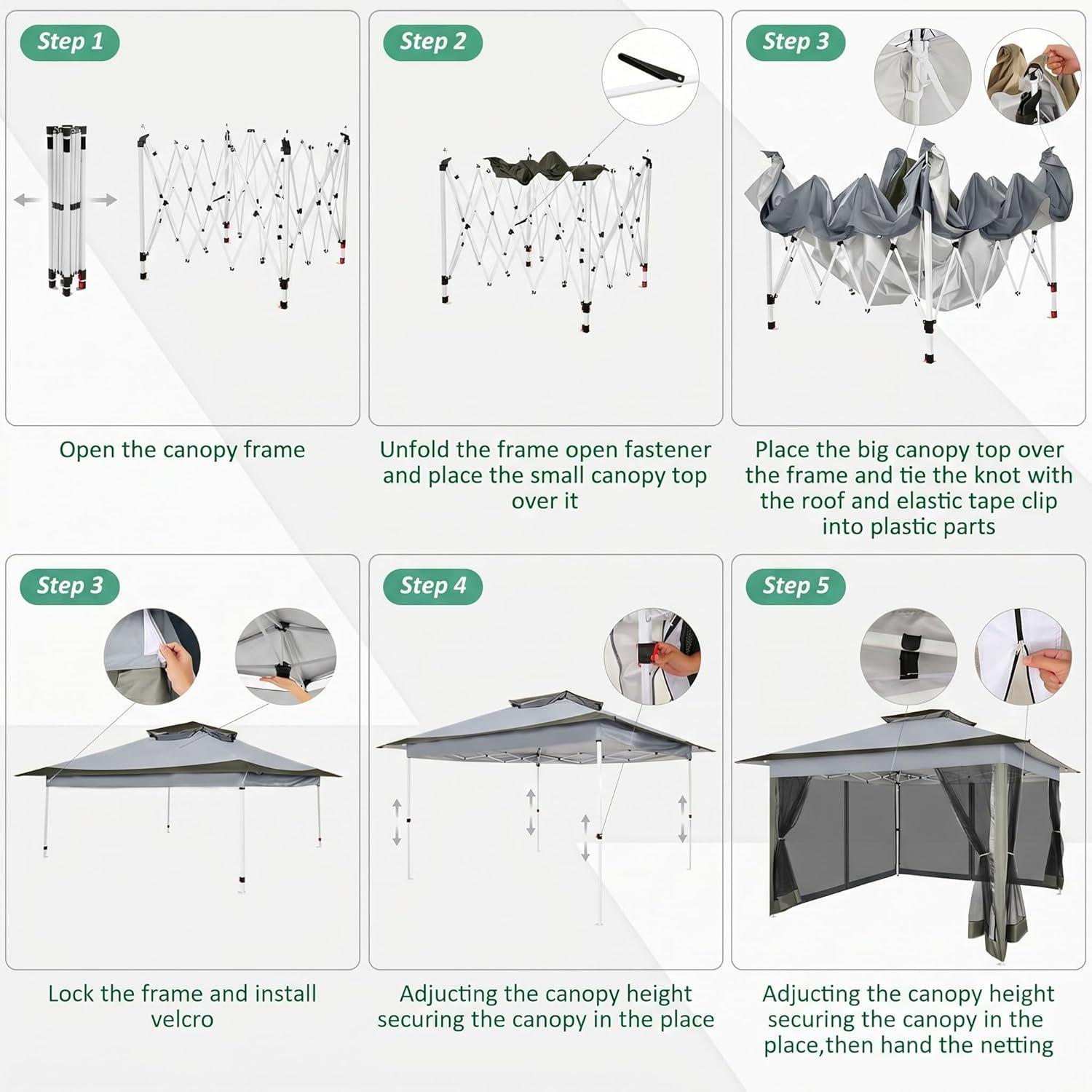 image:imageCOBIZI 12x12 Pop Up Gazebo On Clearance Upgrade Easy Up Metal Outdoor Canopy Waterproof Portable Gazebo with Mosquito Nettings 4 Ropes 8 Stakes and Carry Bag for Patio GardenLight GrayDark GrayUPF50