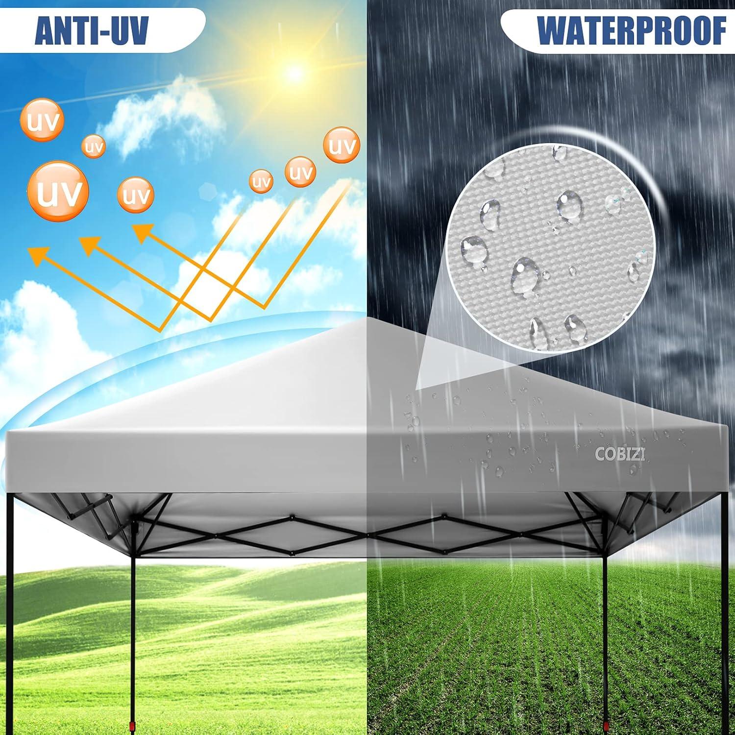 image:imageCOBIZI 12x12 Pop Up Gazebo On Clearance Upgrade Easy Up Metal Outdoor Canopy Waterproof Portable Gazebo with Mosquito Nettings 4 Ropes 8 Stakes and Carry Bag for Patio GardenLight Graysky