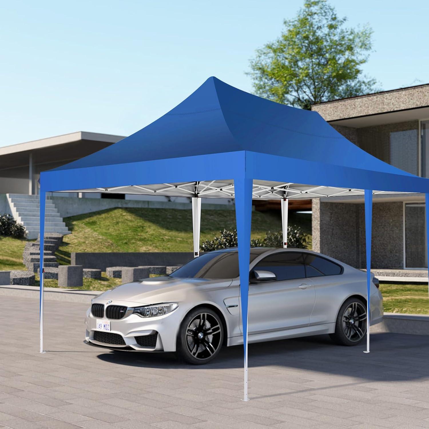 image:imageCOBIZI 12x12 Pop Up Gazebo On Clearance Upgrade Easy Up Metal Outdoor Canopy Waterproof Portable Gazebo with Mosquito Nettings 4 Ropes 8 Stakes and Carry Bag for Patio GardenLight GrayLight Blue