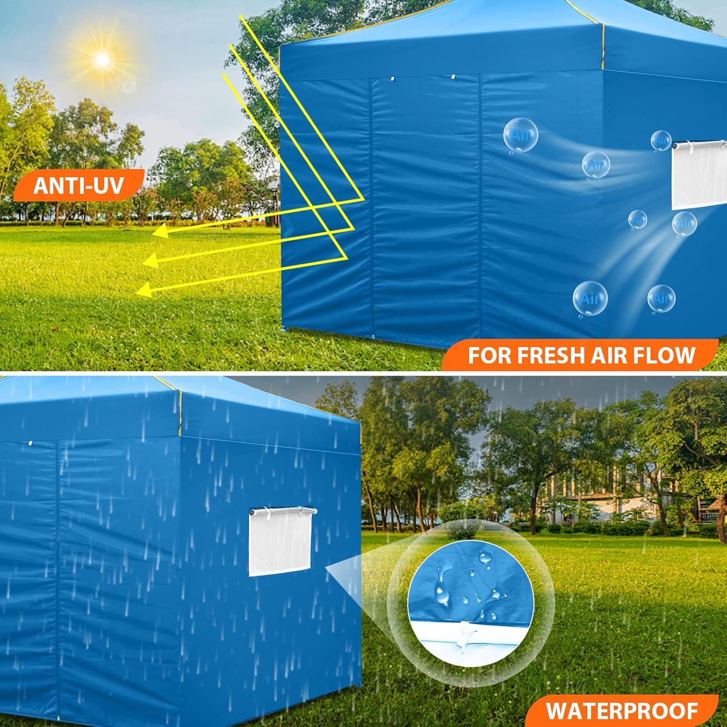 image:imageCOBIZI 12x12 Pop Up Gazebo On Clearance Upgrade Easy Up Metal Outdoor Canopy Waterproof Portable Gazebo with Mosquito Nettings 4 Ropes 8 Stakes and Carry Bag for Patio GardenLight GrayBlue