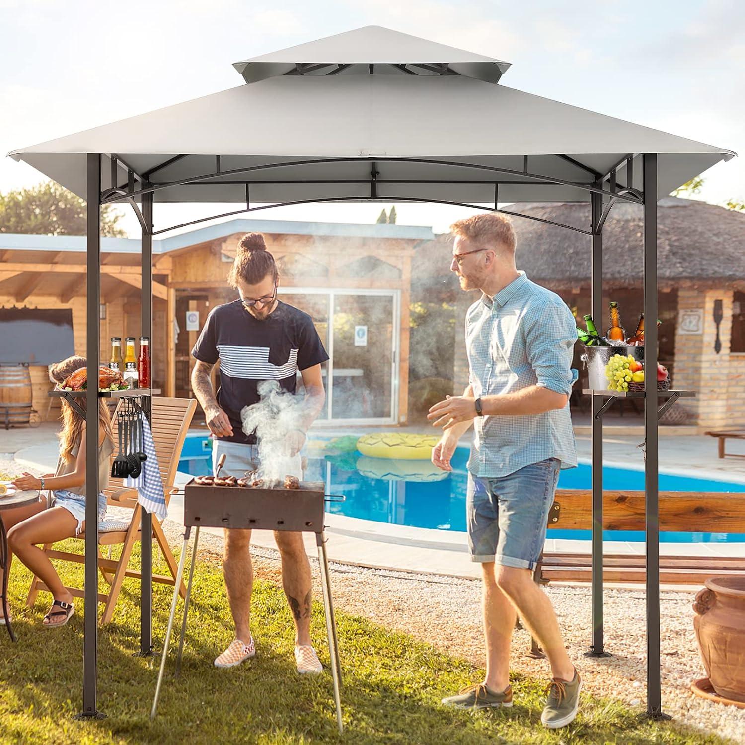 image:imageCOBIZI 12x12 Pop Up Gazebo On Clearance Upgrade Easy Up Metal Outdoor Canopy Waterproof Portable Gazebo with Mosquito Nettings 4 Ropes 8 Stakes and Carry Bag for Patio GardenLight GrayGray