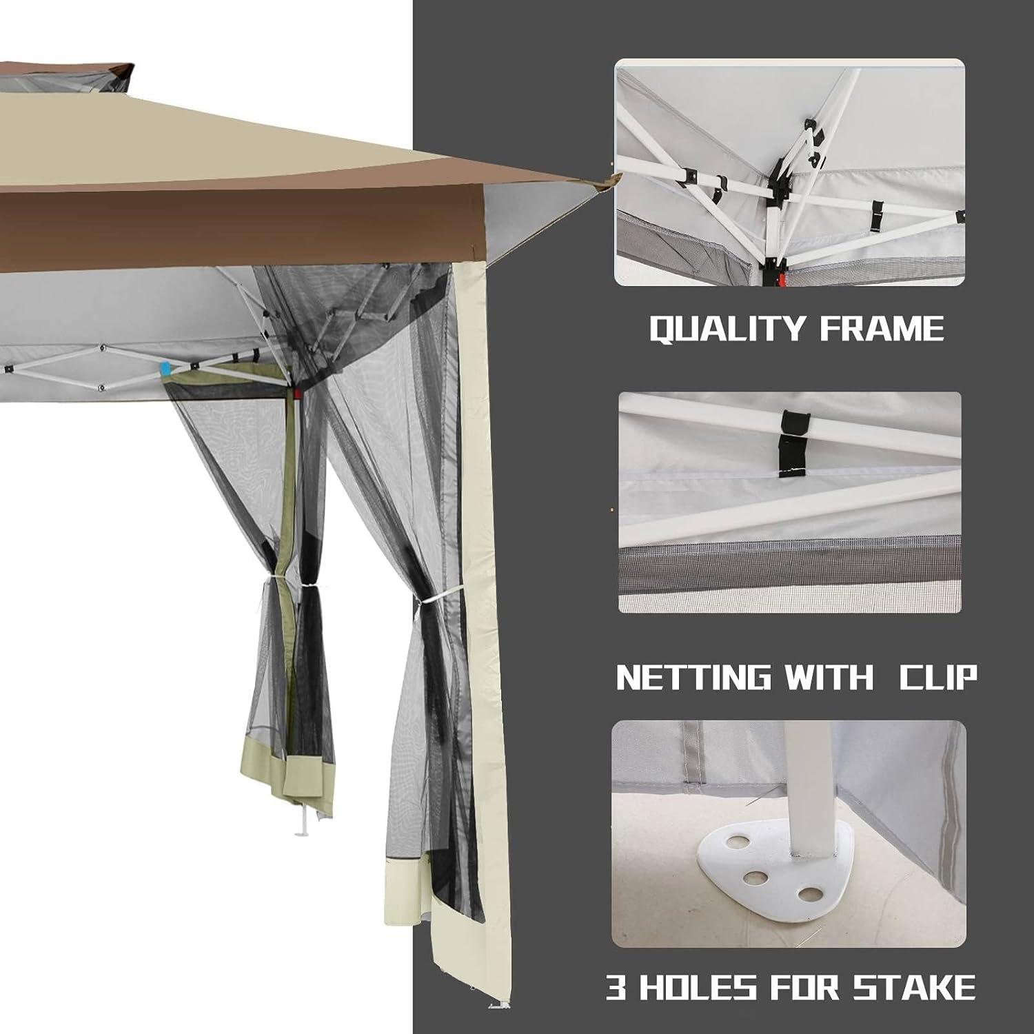 image:imageCOBIZI 12x12 Pop Up Gazebo On Clearance Upgrade Easy Up Metal Outdoor Canopy Waterproof Portable Gazebo with Mosquito Nettings 4 Ropes 8 Stakes and Carry Bag for Patio GardenLight GrayKhaki
