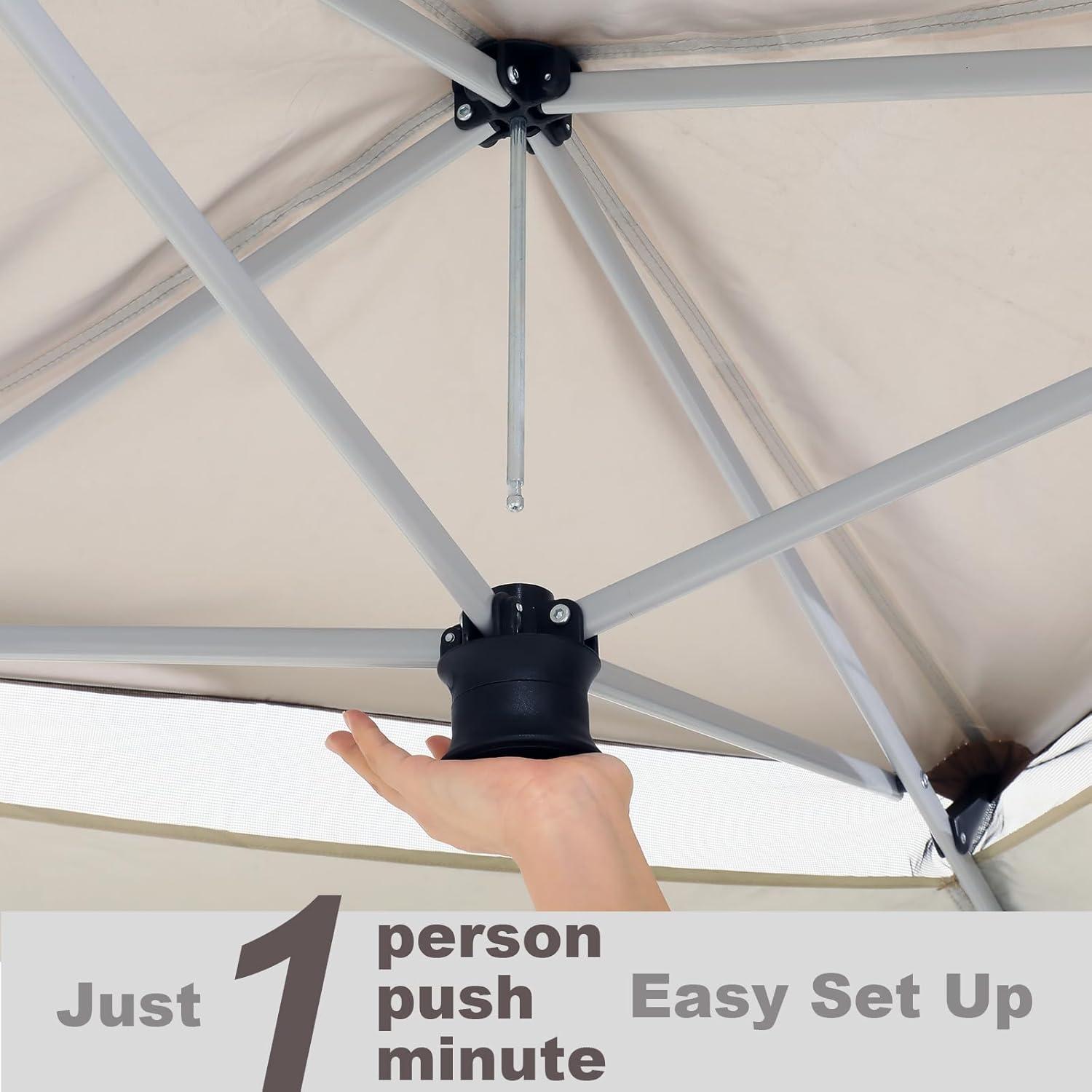 image:imageCOBIZI 12x12 Pop Up Gazebo On Clearance Upgrade Easy Up Metal Outdoor Canopy Waterproof Portable Gazebo with Mosquito Nettings 4 Ropes 8 Stakes and Carry Bag for Patio GardenLight GrayDark Gray