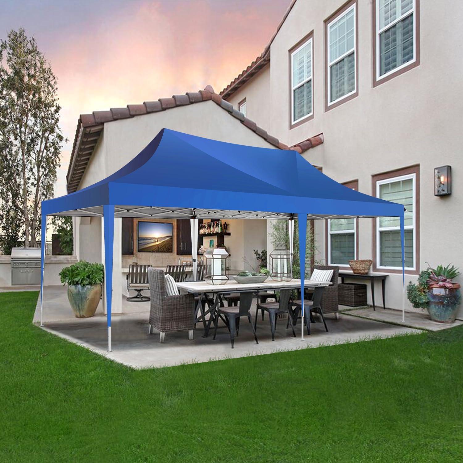 image:imageCOBIZI 12x12 Pop Up Gazebo On Clearance Upgrade Easy Up Metal Outdoor Canopy Waterproof Portable Gazebo with Mosquito Nettings 4 Ropes 8 Stakes and Carry Bag for Patio GardenLight GrayLight Blue