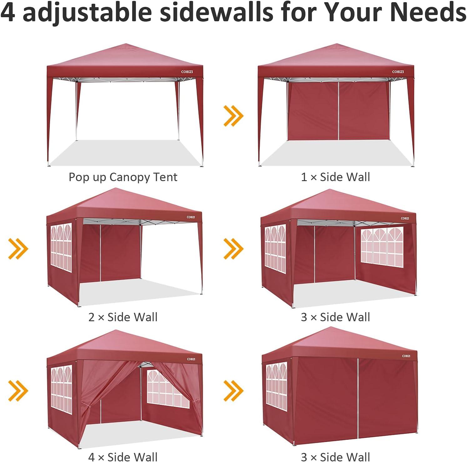 image:imageCOBIZI 12x12 Pop Up Gazebo On Clearance Canopy Tent Easy Up Outdoor Gazebo Waterproof Upgrade with Mosquito Nettings and Carry Bag for Patio Garden LawnRed