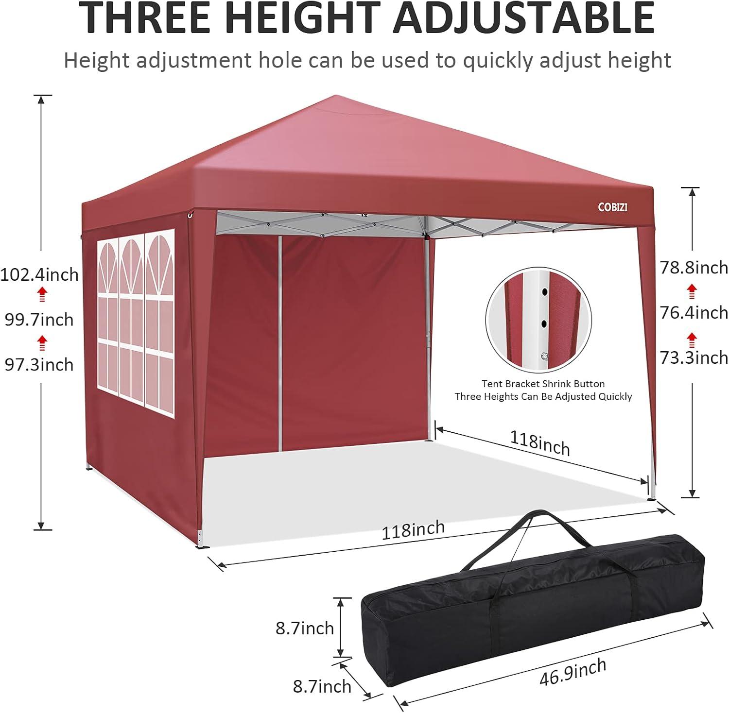 image:imageCOBIZI 12x12 Pop Up Gazebo On Clearance Canopy Tent Easy Up Outdoor Gazebo Waterproof Upgrade with Mosquito Nettings and Carry Bag for Patio Garden LawnRed
