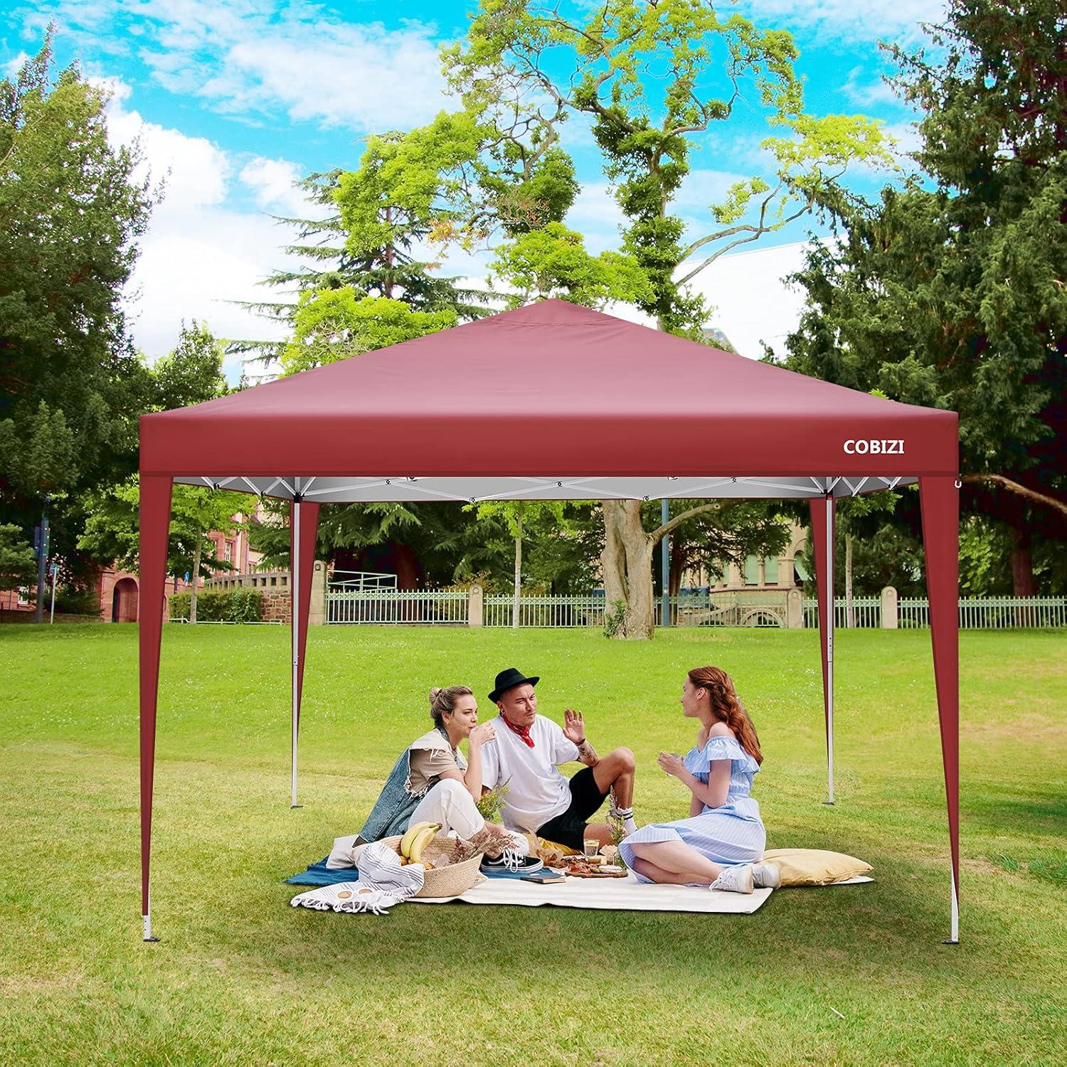 image:imageCOBIZI 12x12 Pop Up Gazebo On Clearance Canopy Tent Easy Up Outdoor Gazebo Waterproof Upgrade with Mosquito Nettings and Carry Bag for Patio Garden LawnRed