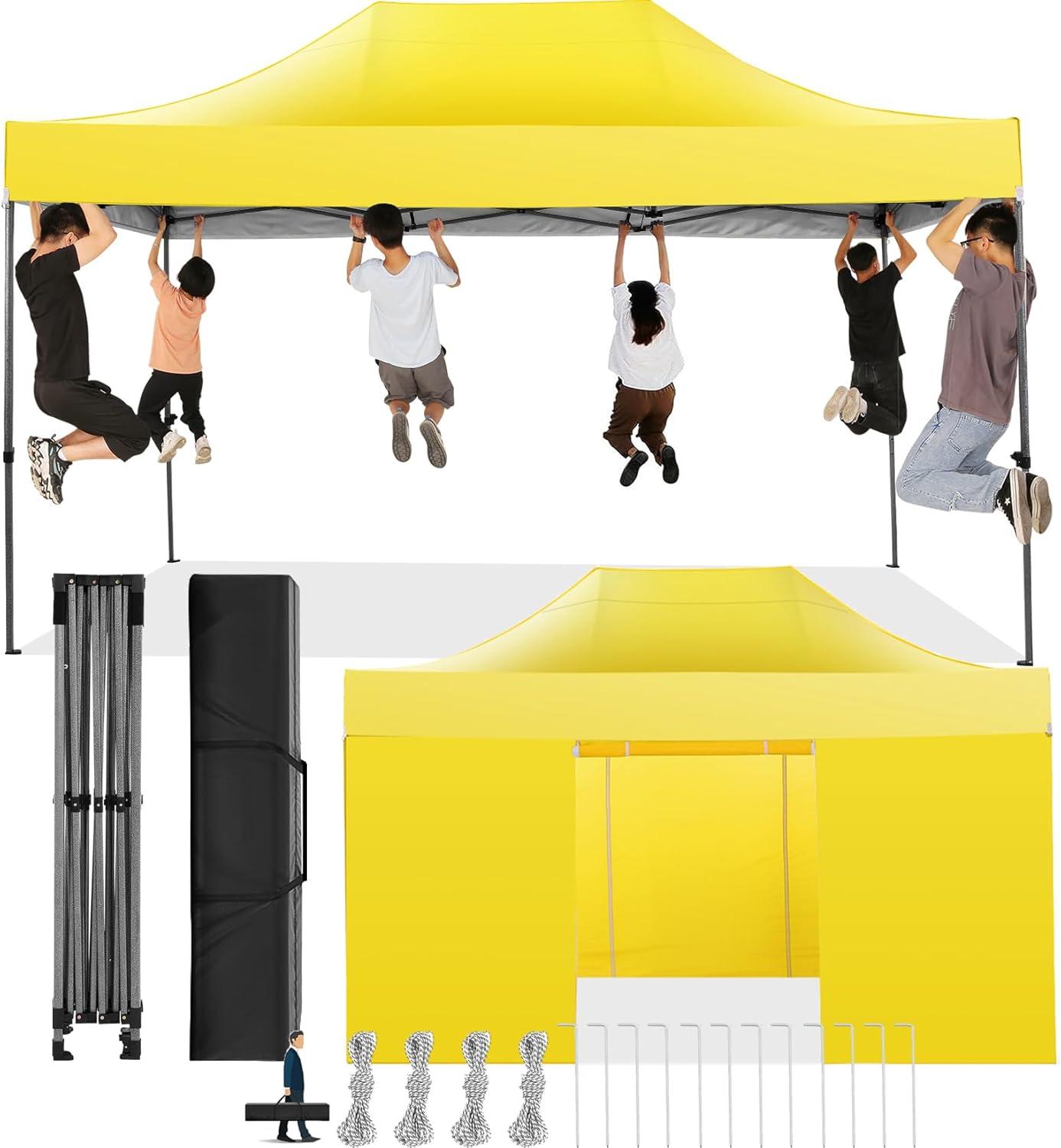 image:imageCOBIZI 12x12 Pop Up Gazebo On Clearance Canopy Tent Easy Up Outdoor Gazebo Waterproof Upgrade with Mosquito Nettings and Carry Bag for Patio Garden LawnYellow